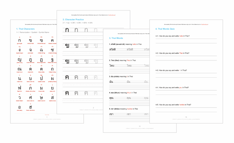 16 Thai Worksheets For Beginners PDF Printables