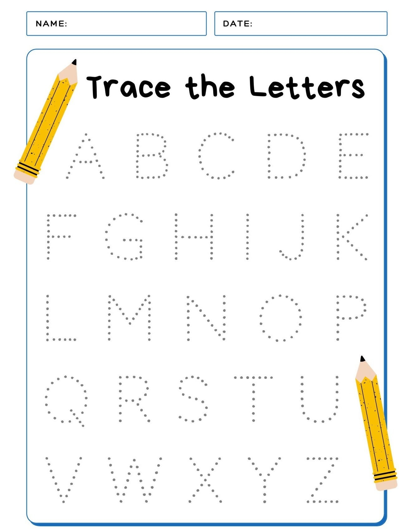 2 4 Year Old Alphabet Tracing And Spotting Etsy