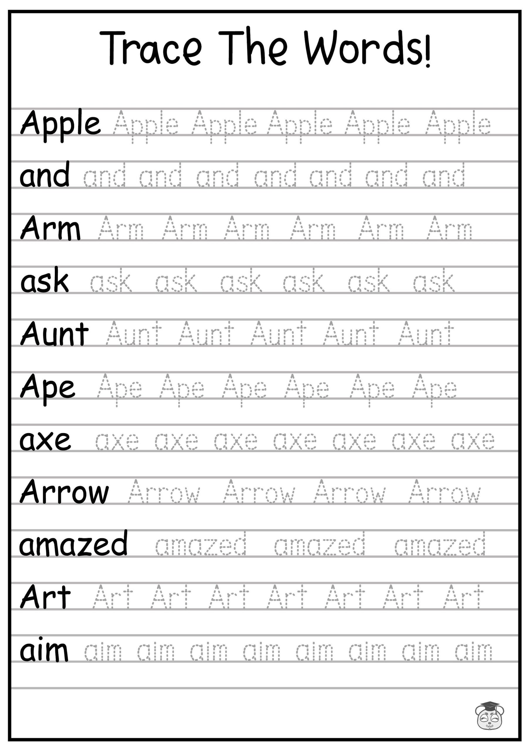 24 Printable Trace The Words Worksheet Alphabetical A Z Capital And Lowercase Words ages 3 7 KG1 To Grade 2 Etsy Australia