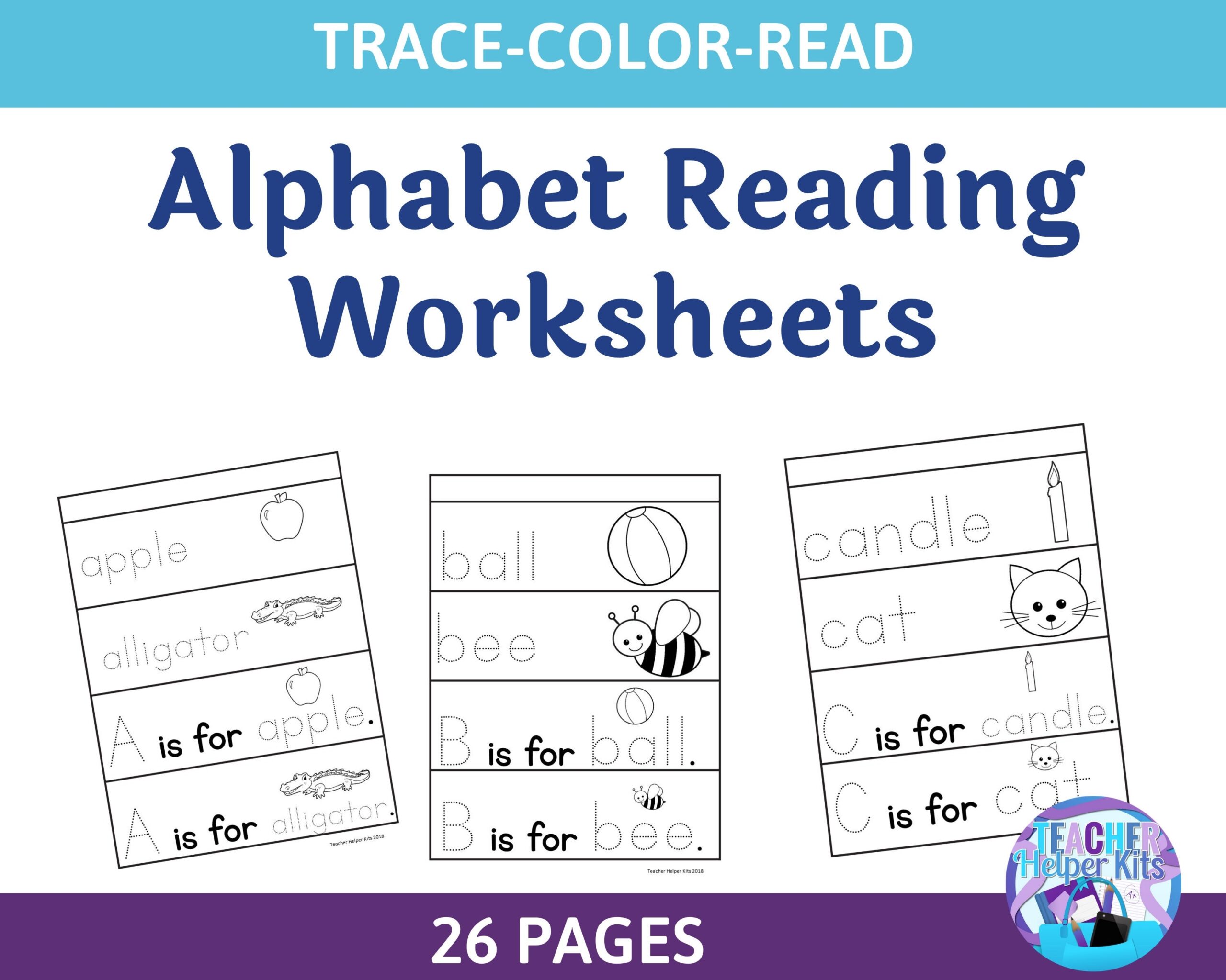 26 Printable Alphabet Worksheets Reading Alphabet Worksheet Preschool Homeschool Alphabet Printable Etsy Canada