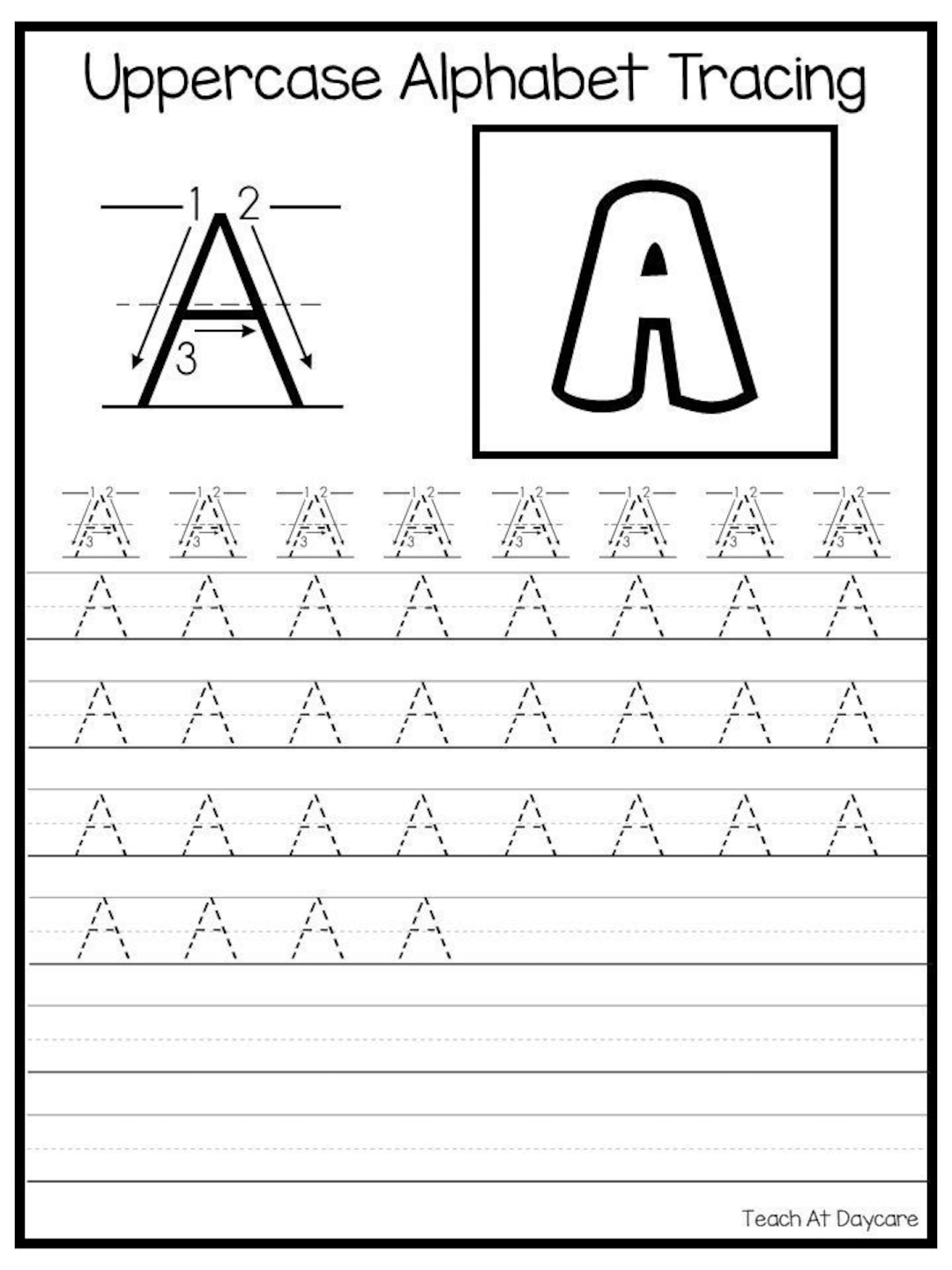 26 Printable Uppercase Alphabet Tracing Worksheets Preschool kindergarten Handwriting Etsy UK