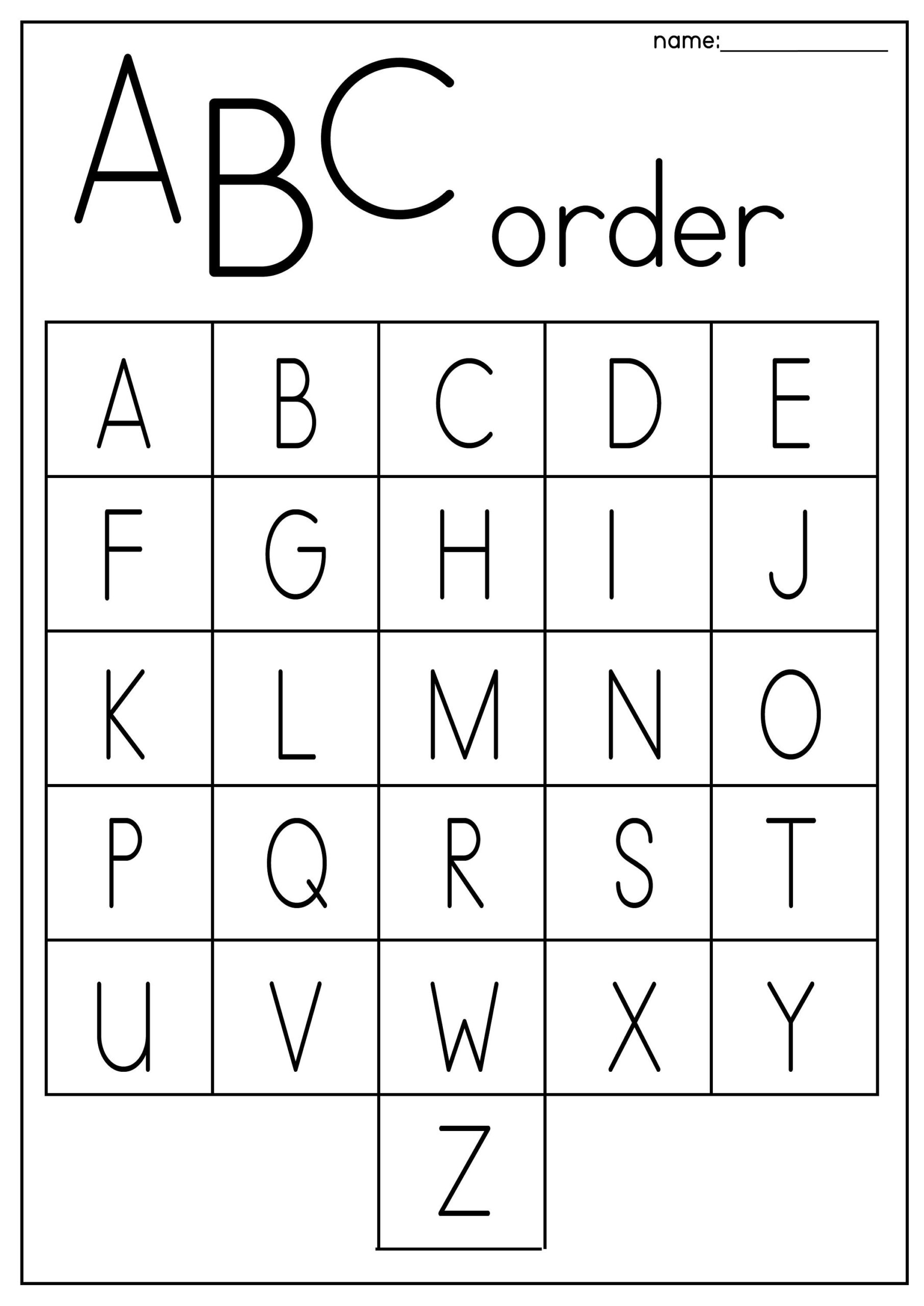 6 Printable ABC Order Work Mats worksheets Preschool kindergarten 