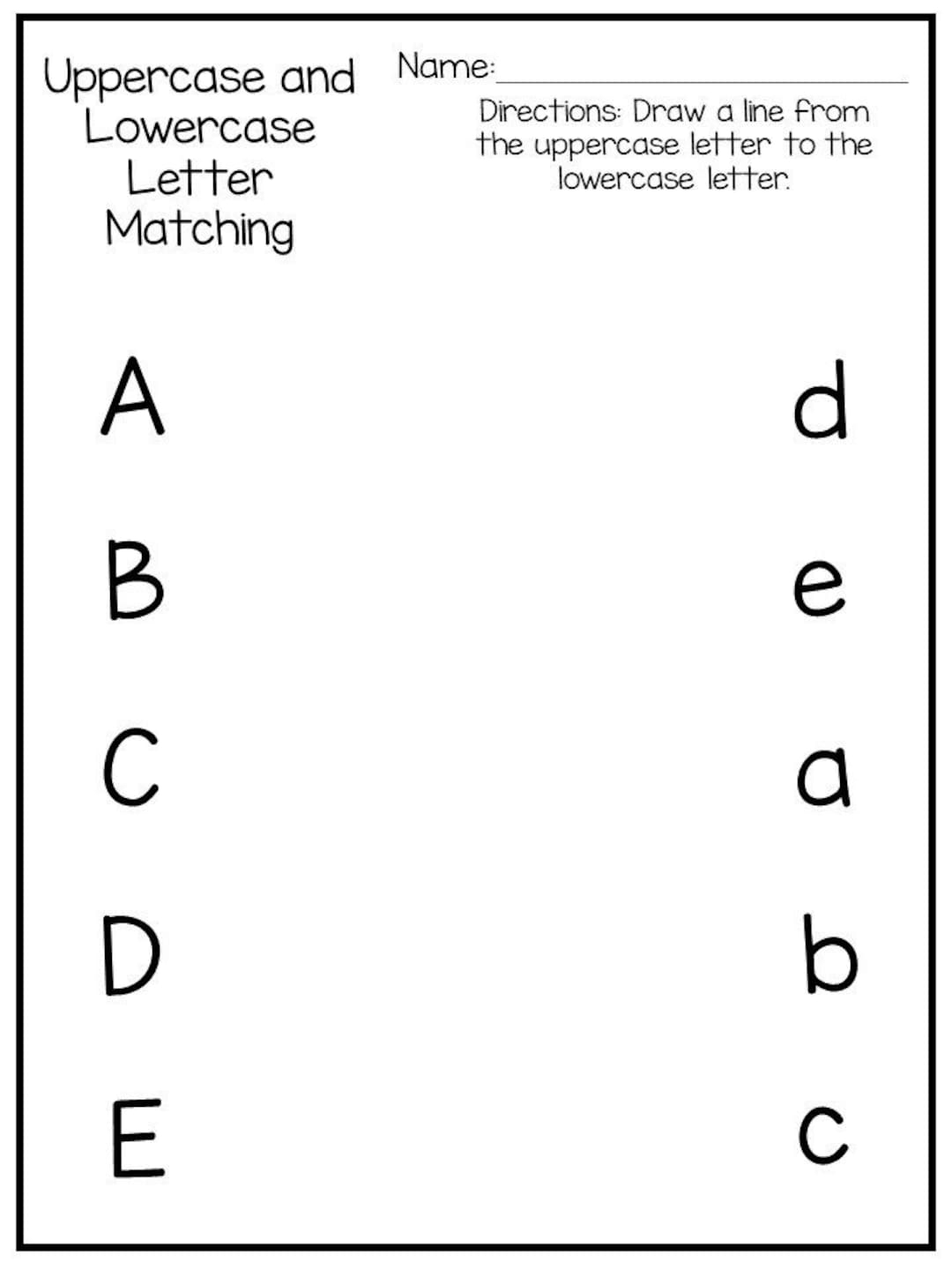 Alphabet Matching Worksheets For Nursery