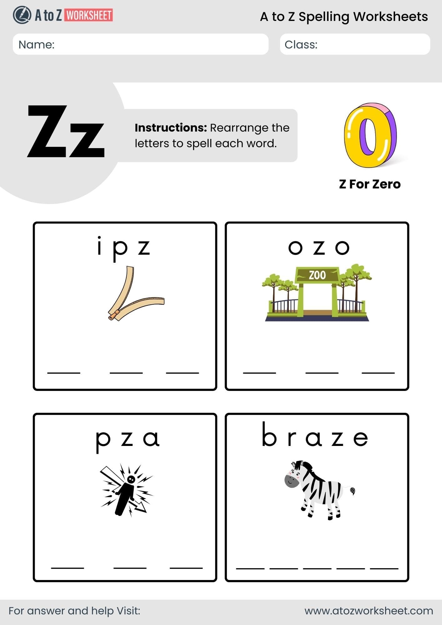 A To Z Alphabet Spelling Worksheets