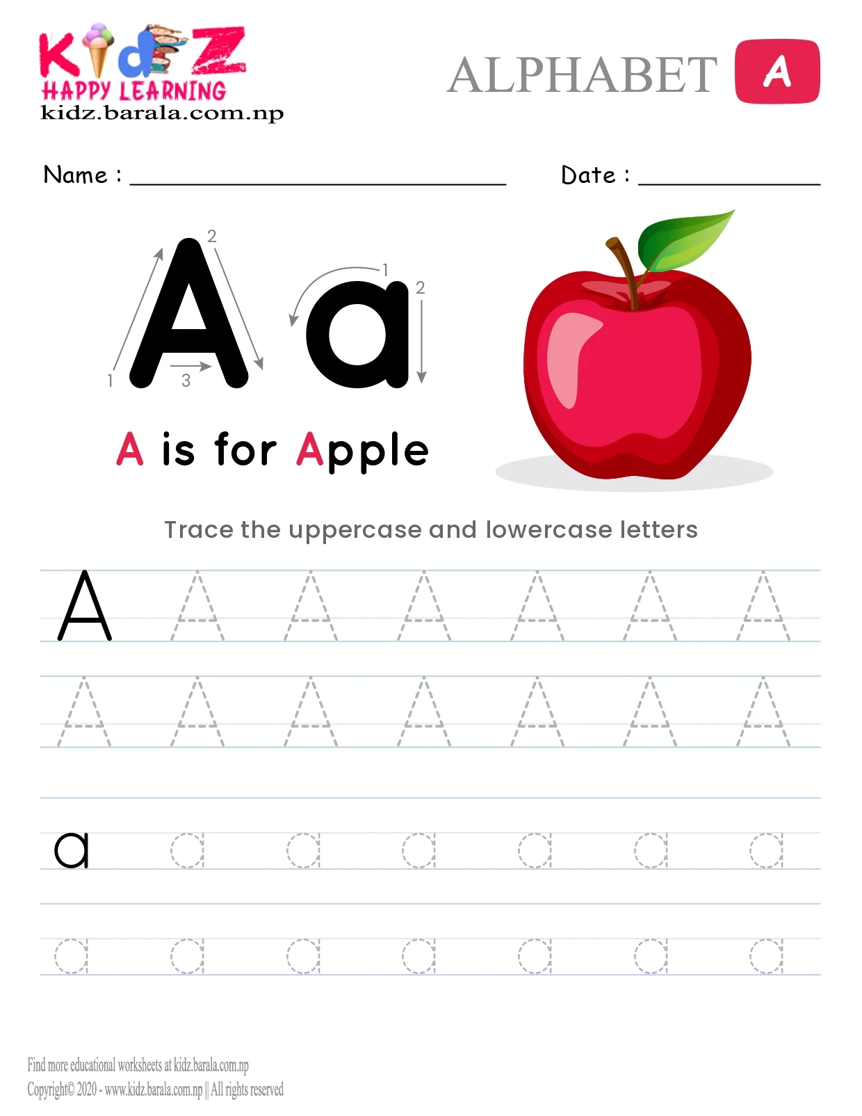 ABC Alphabet Chart Worksheet With Image In Pdf Free Download