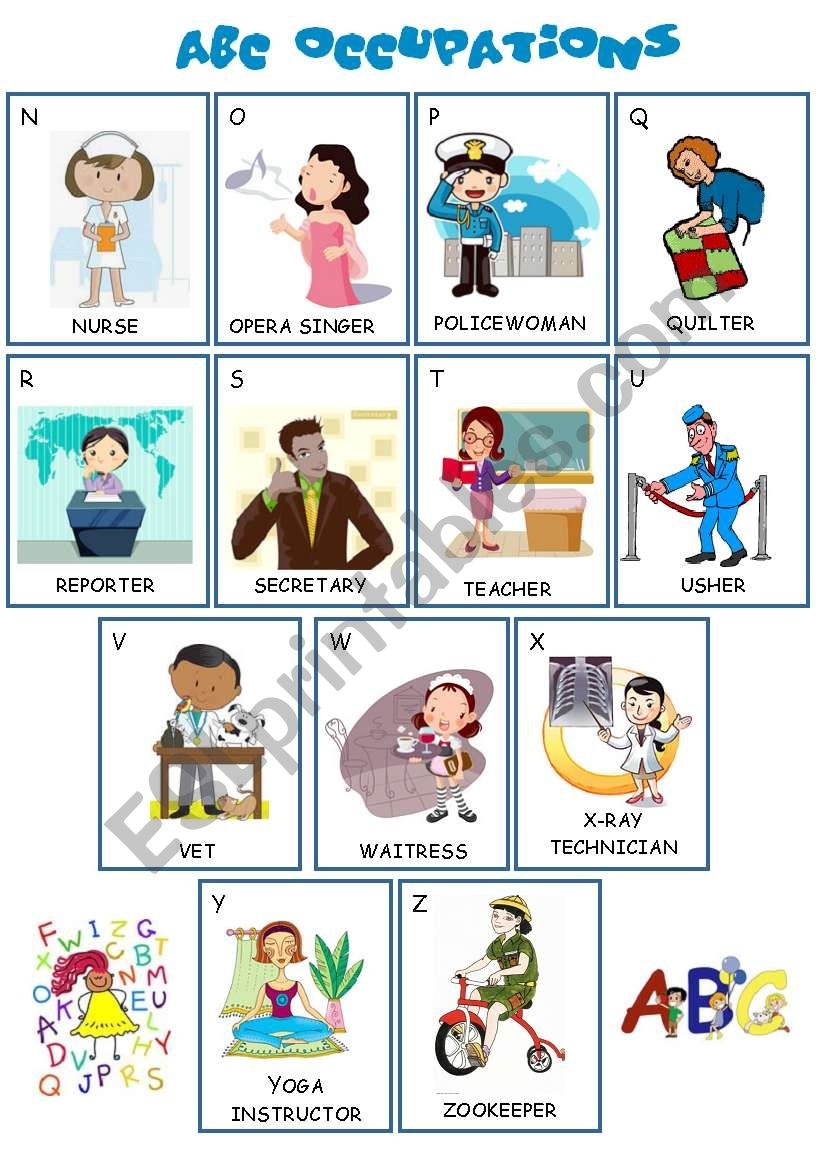 ABC Occupations N To Z ESL Worksheet By Aimee S 