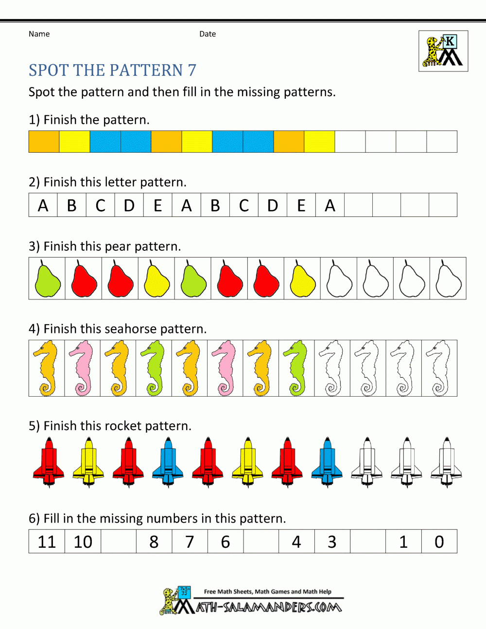 Abc Pattern Worksheets