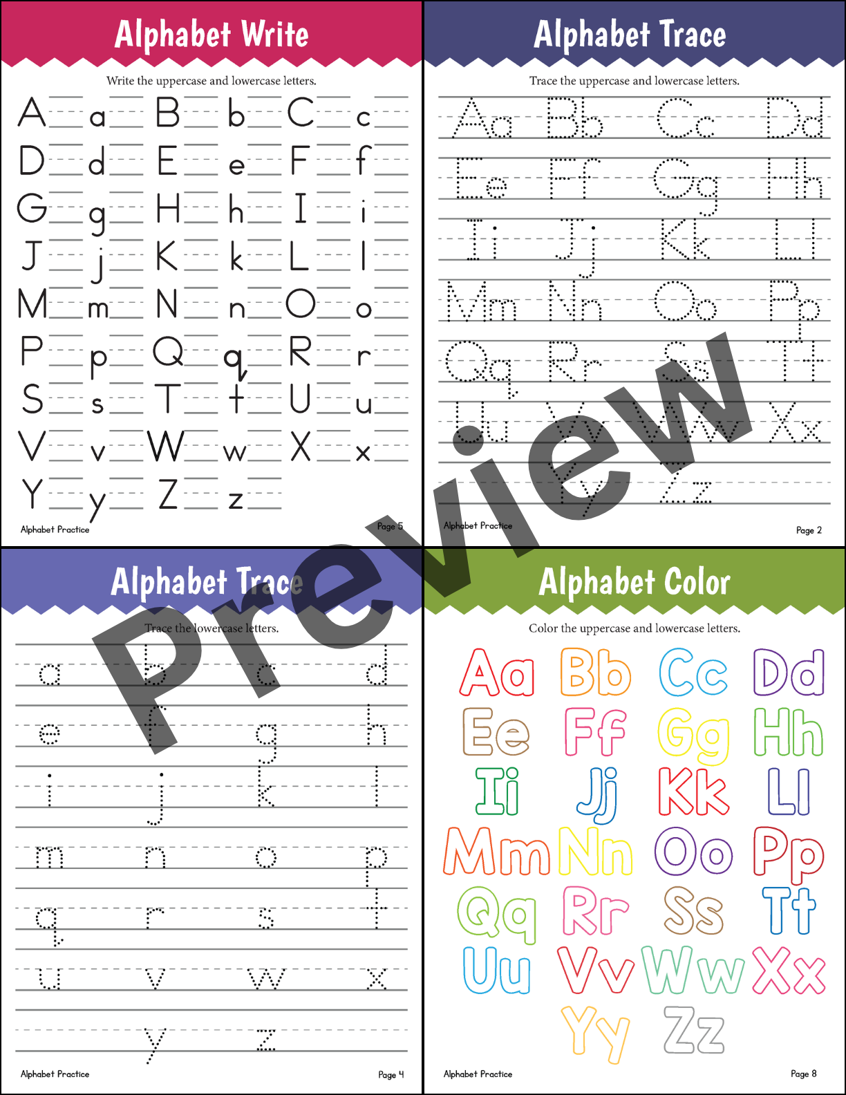 Alphabet A To Z Tracing Writing And Coloring Uppercase And 