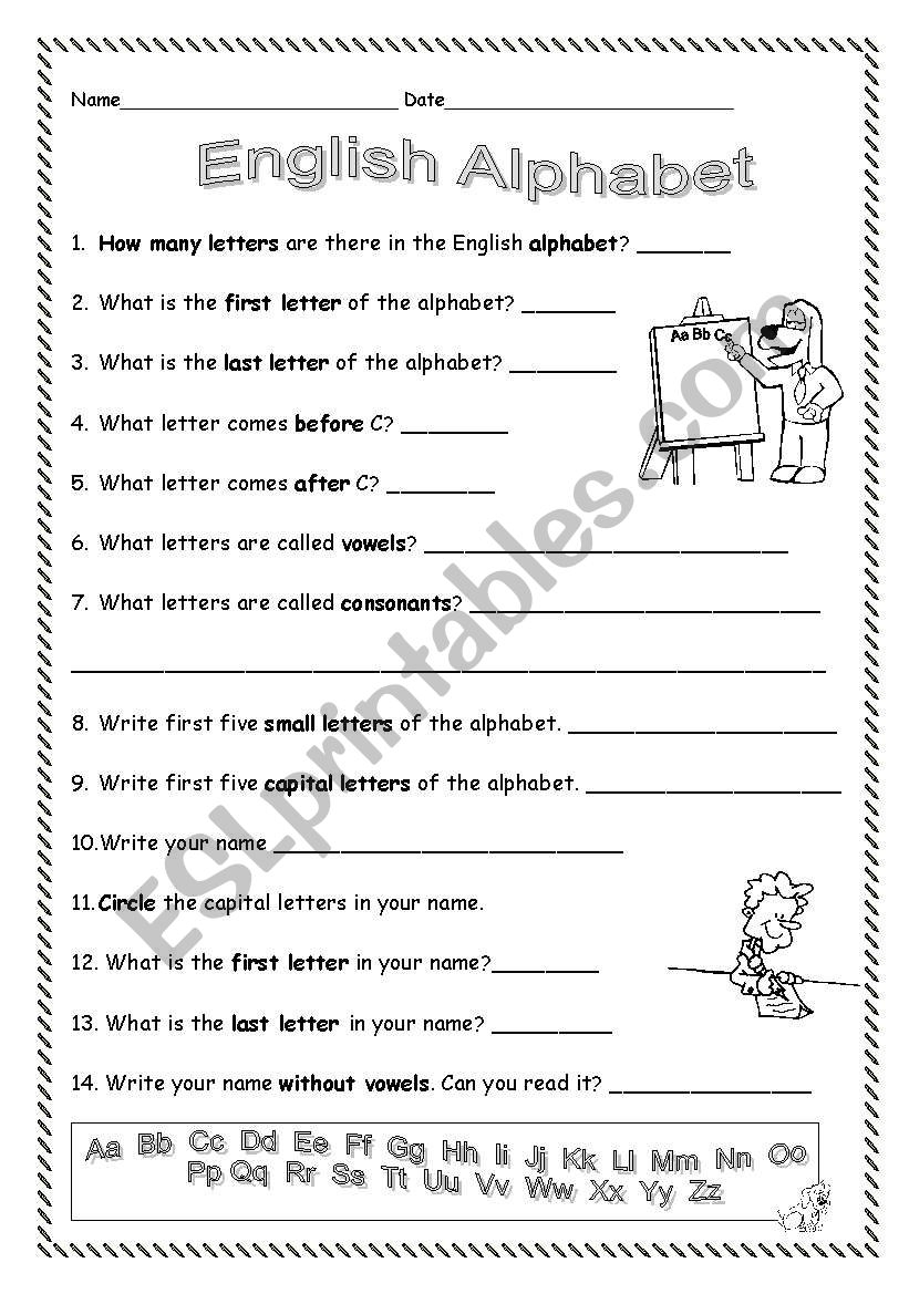 Alphabet Activities ESL Worksheet By Izulia