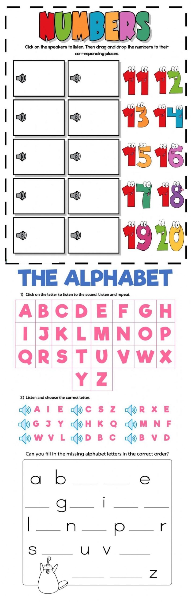 Alphabet And Numbers Interactive Worksheet Live Worksheets Worksheets Library