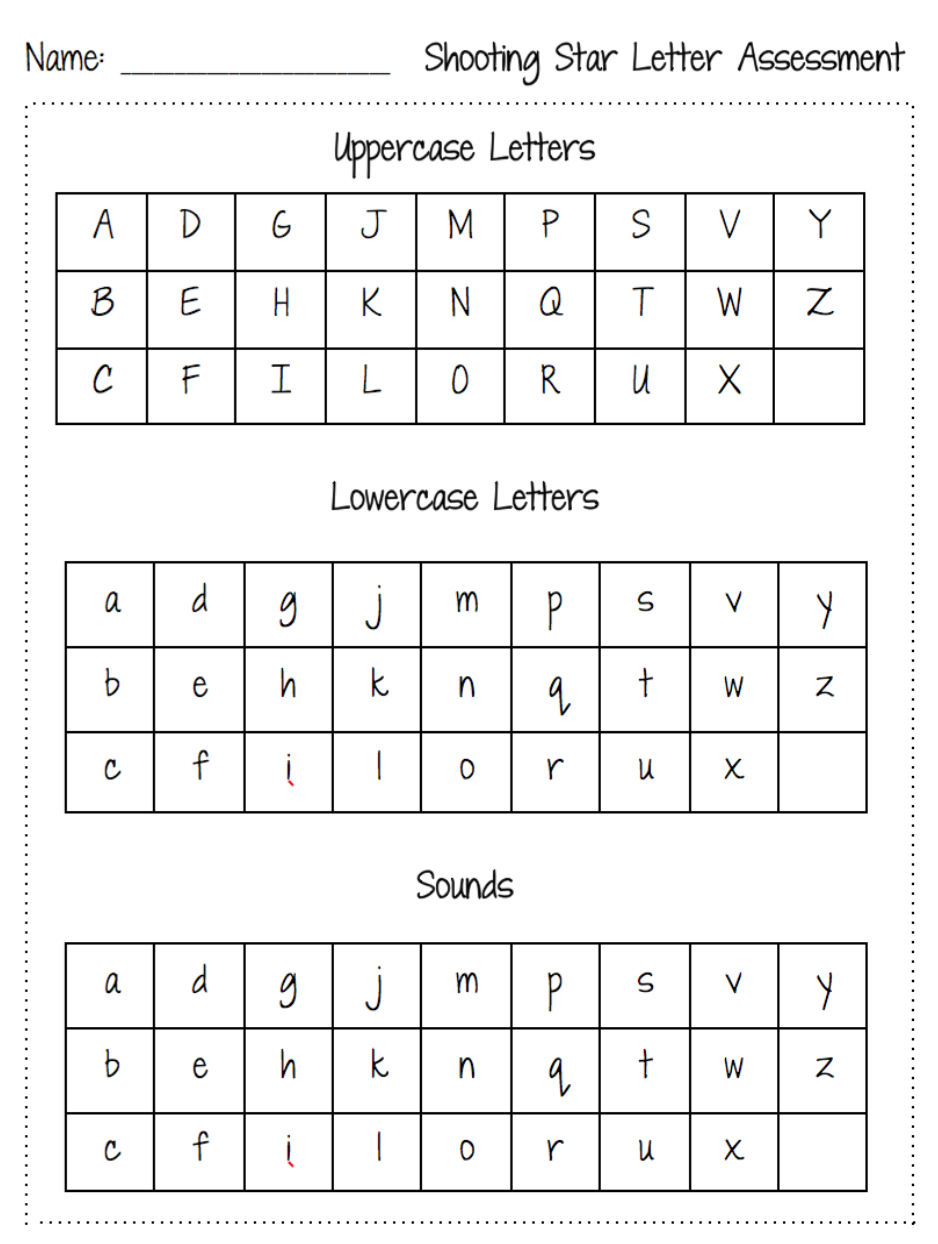 Alphabet Assessment Kinder Kid At Heart