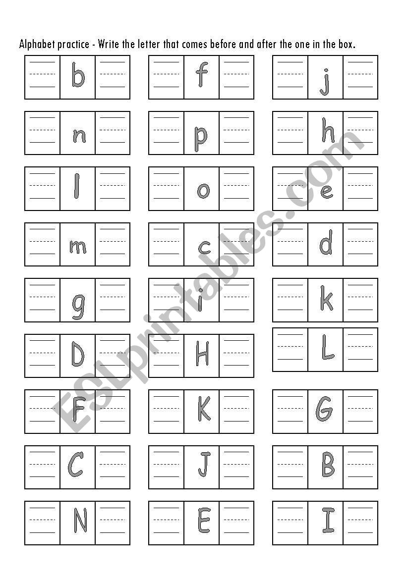 Alphabet Before And After ESL Worksheet By Navillus