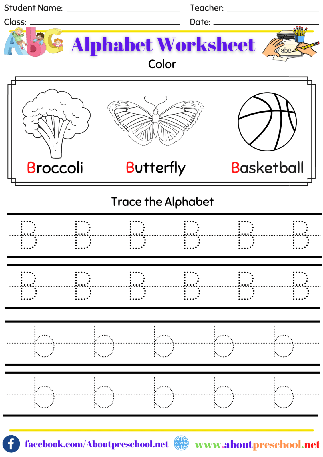 Alphabet Tracing Worksheets B