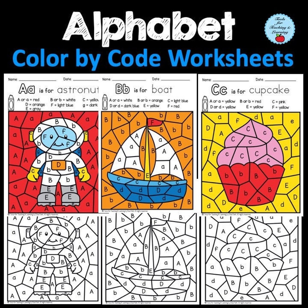 Alphabet Color By Code Worksheets Etsy Canada