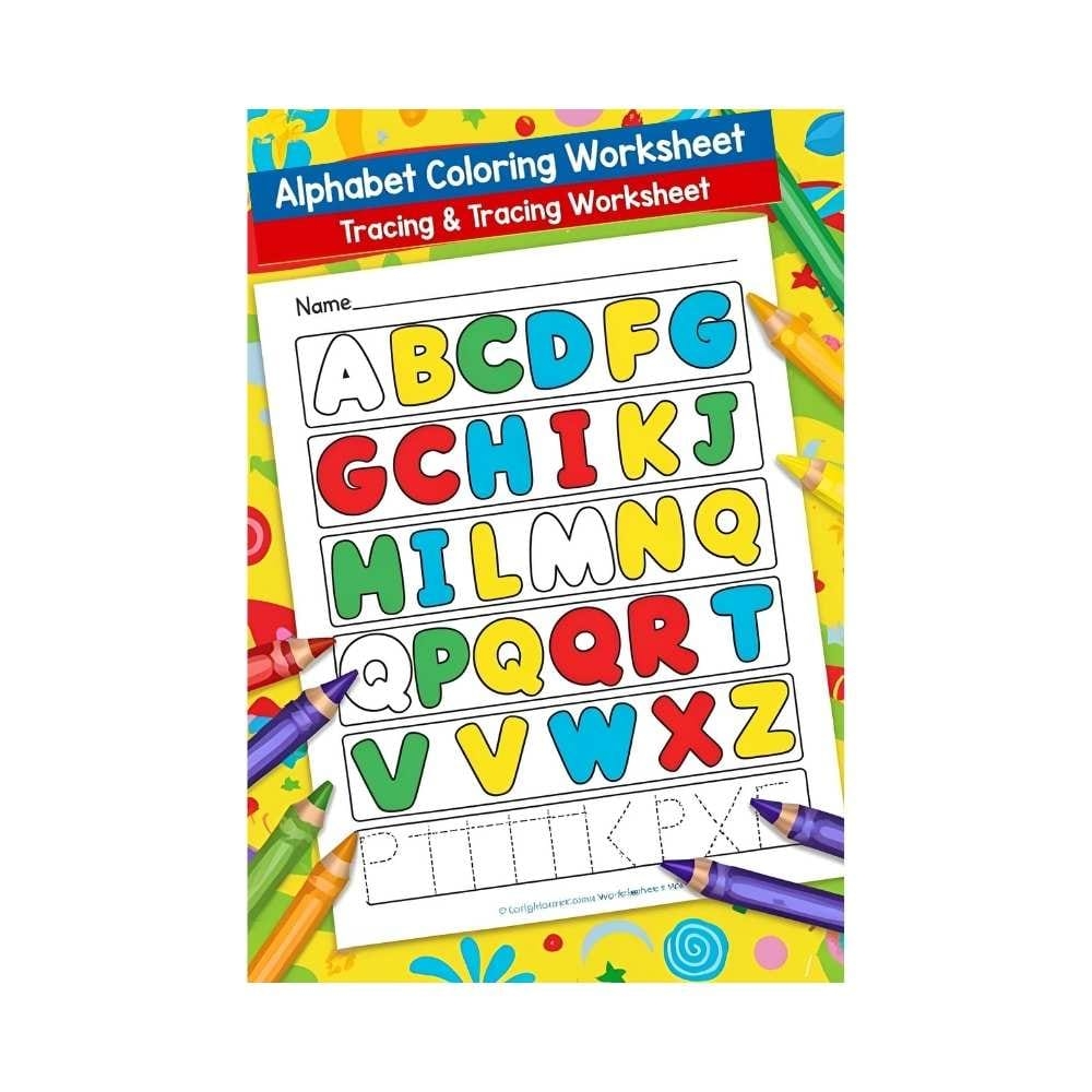 Alphabet Coloring U0026 Tracing Worksheet Ebazaar Zone