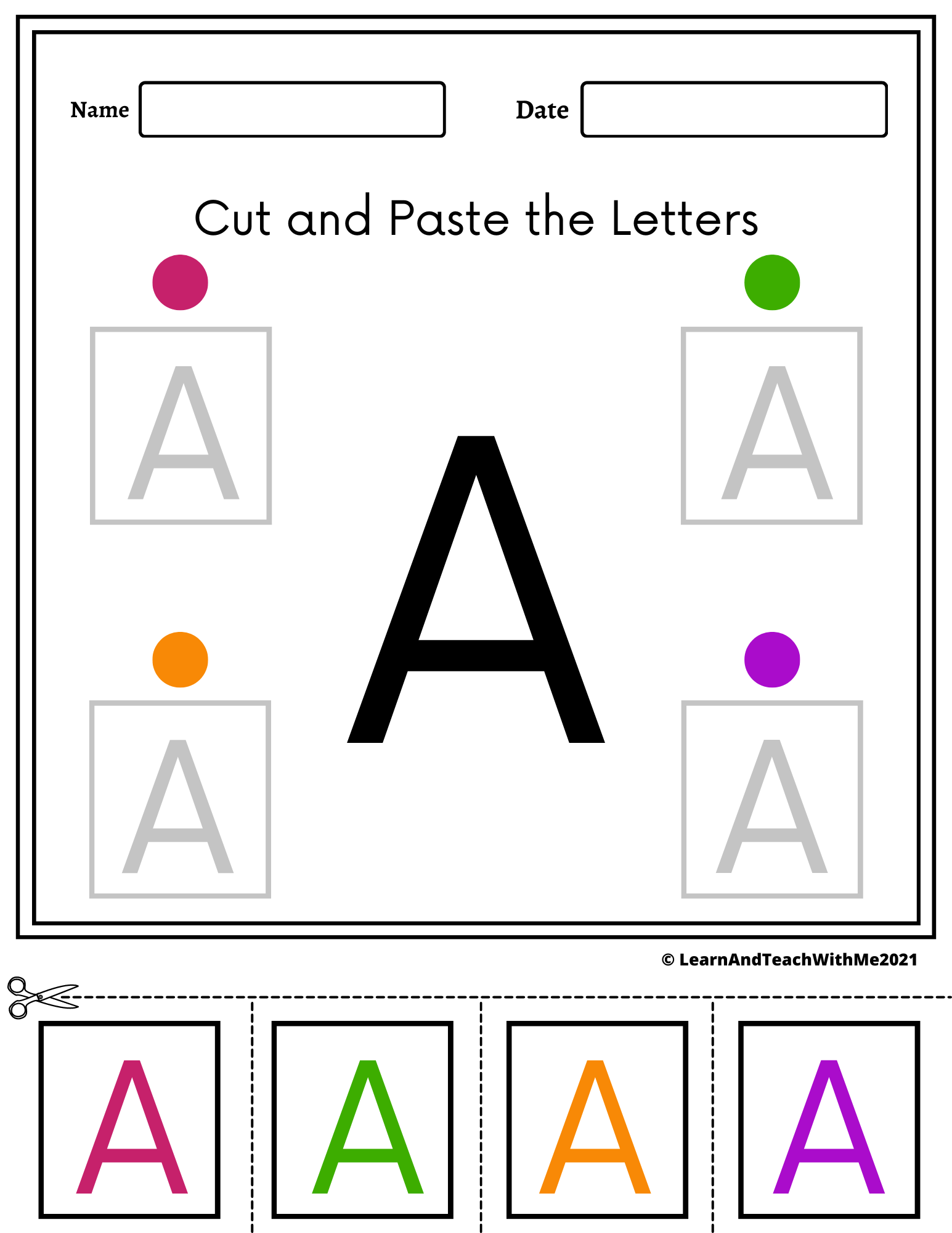 Alphabet Cut And Paste Worksheets Uppercase Letters