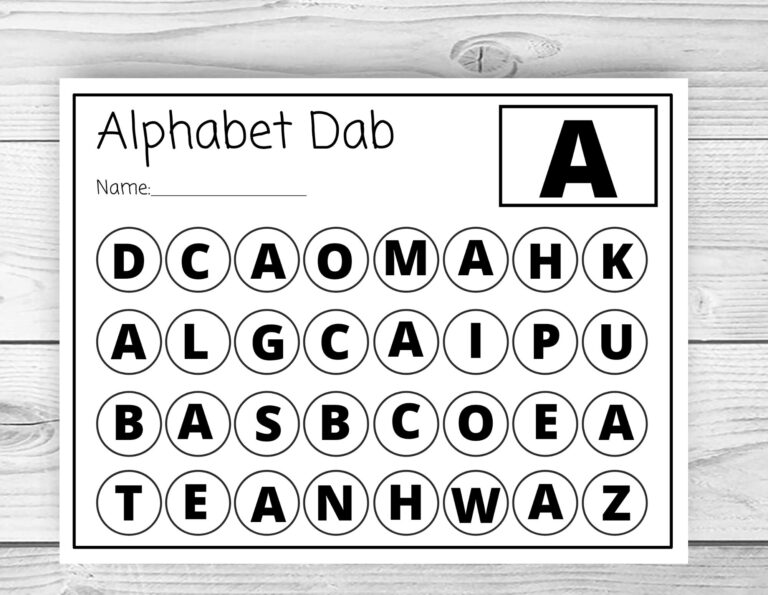 Alphabet Dab Worksheets Printable Instant Download Etsy