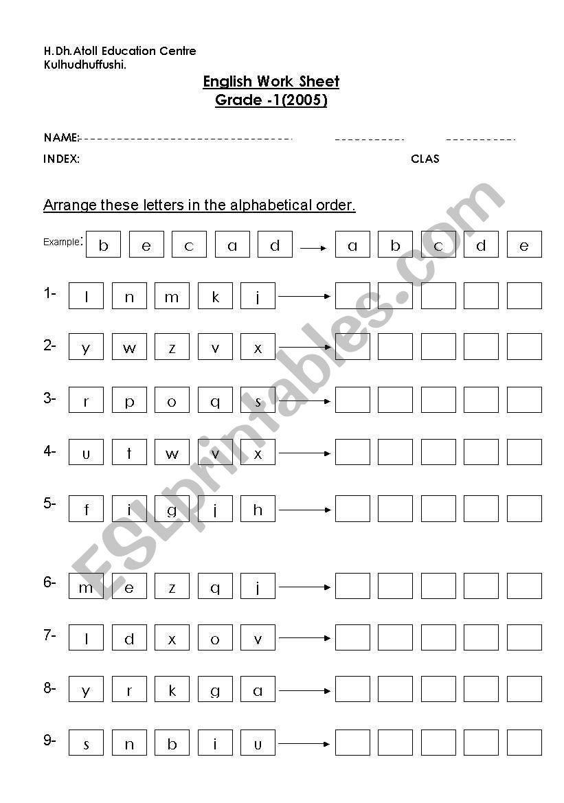 Alphabet ESL Worksheet By Zamy