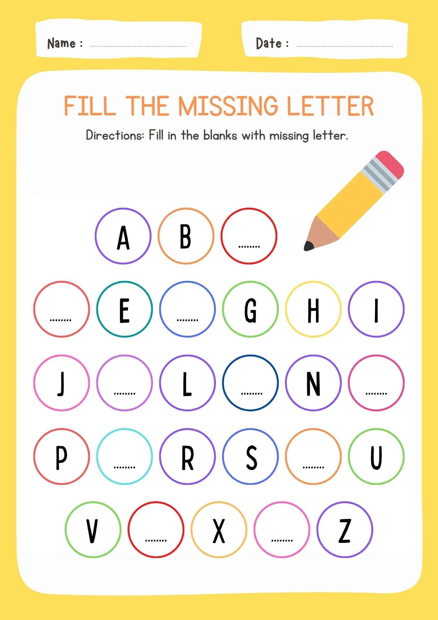 Fill In Alphabet Worksheets