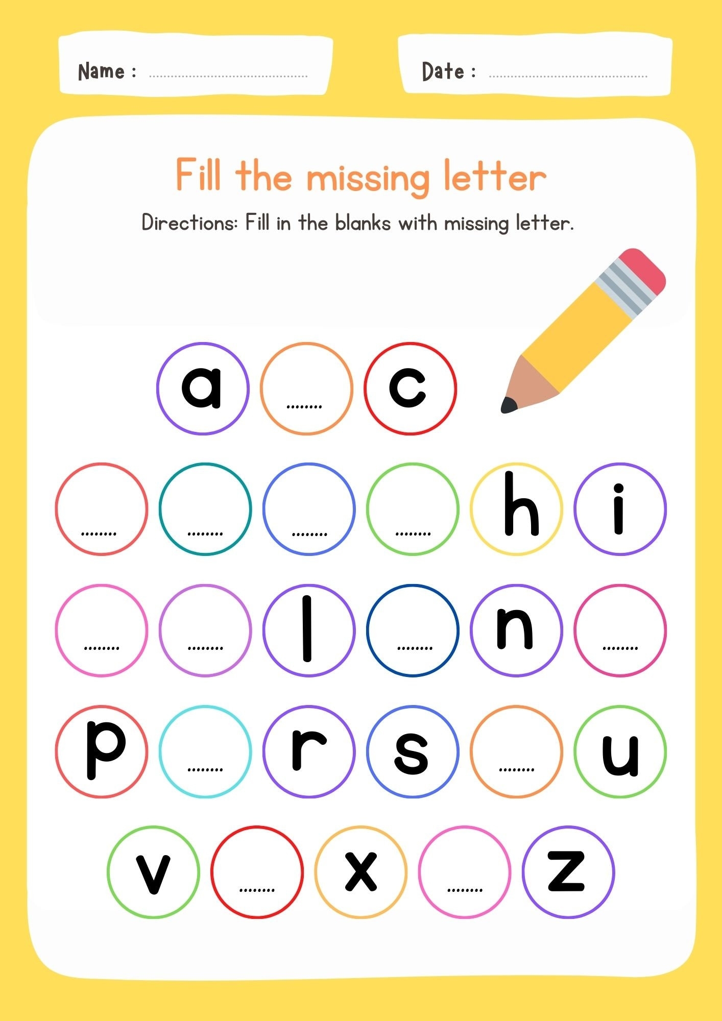 Fill In The Blank Alphabet Worksheet