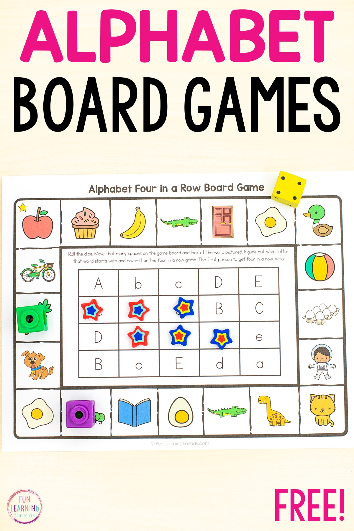 Alphabet Four In A Row Board Game Beginning Sounds Game