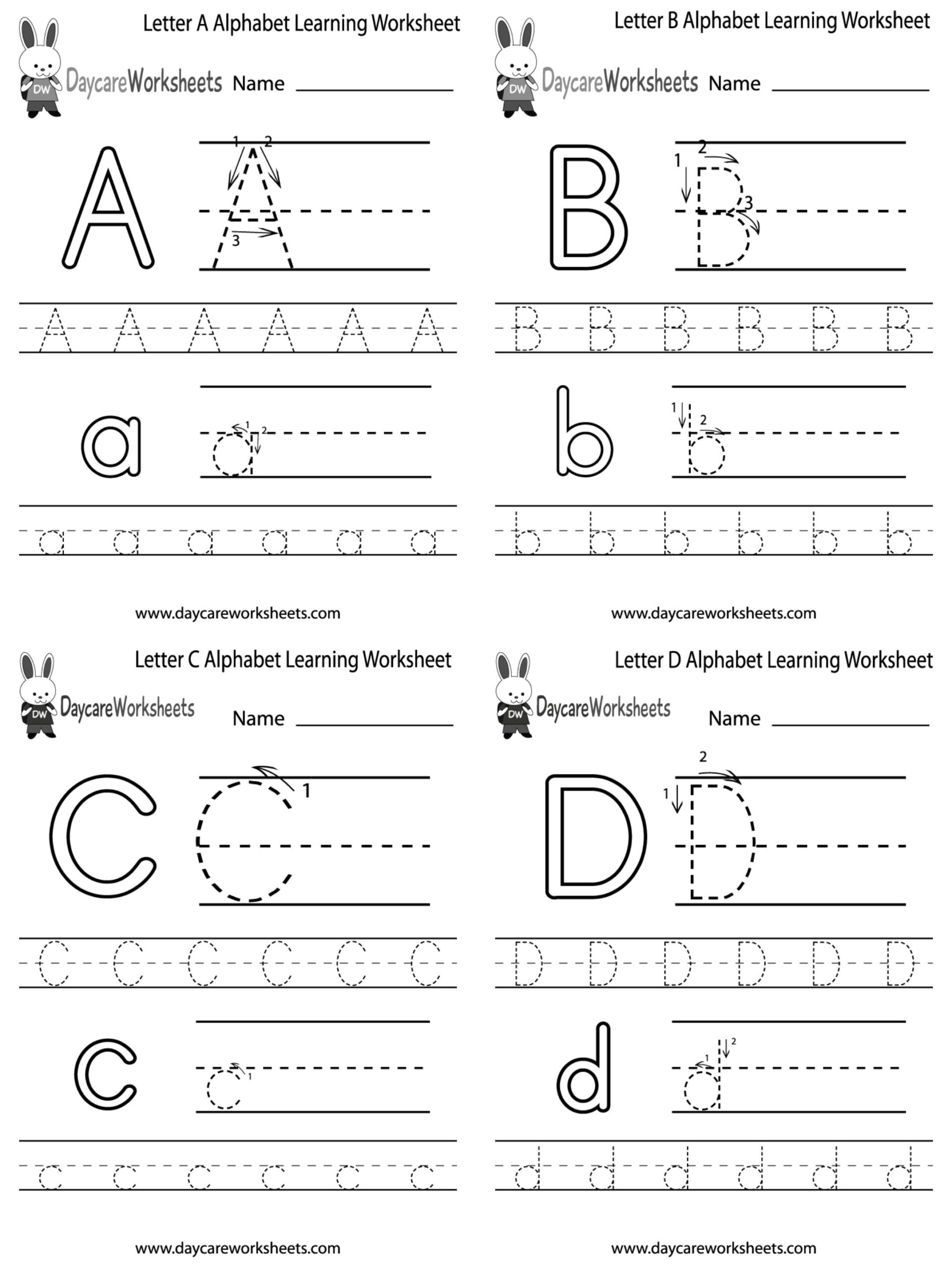 Daycare Worksheets Alphabet