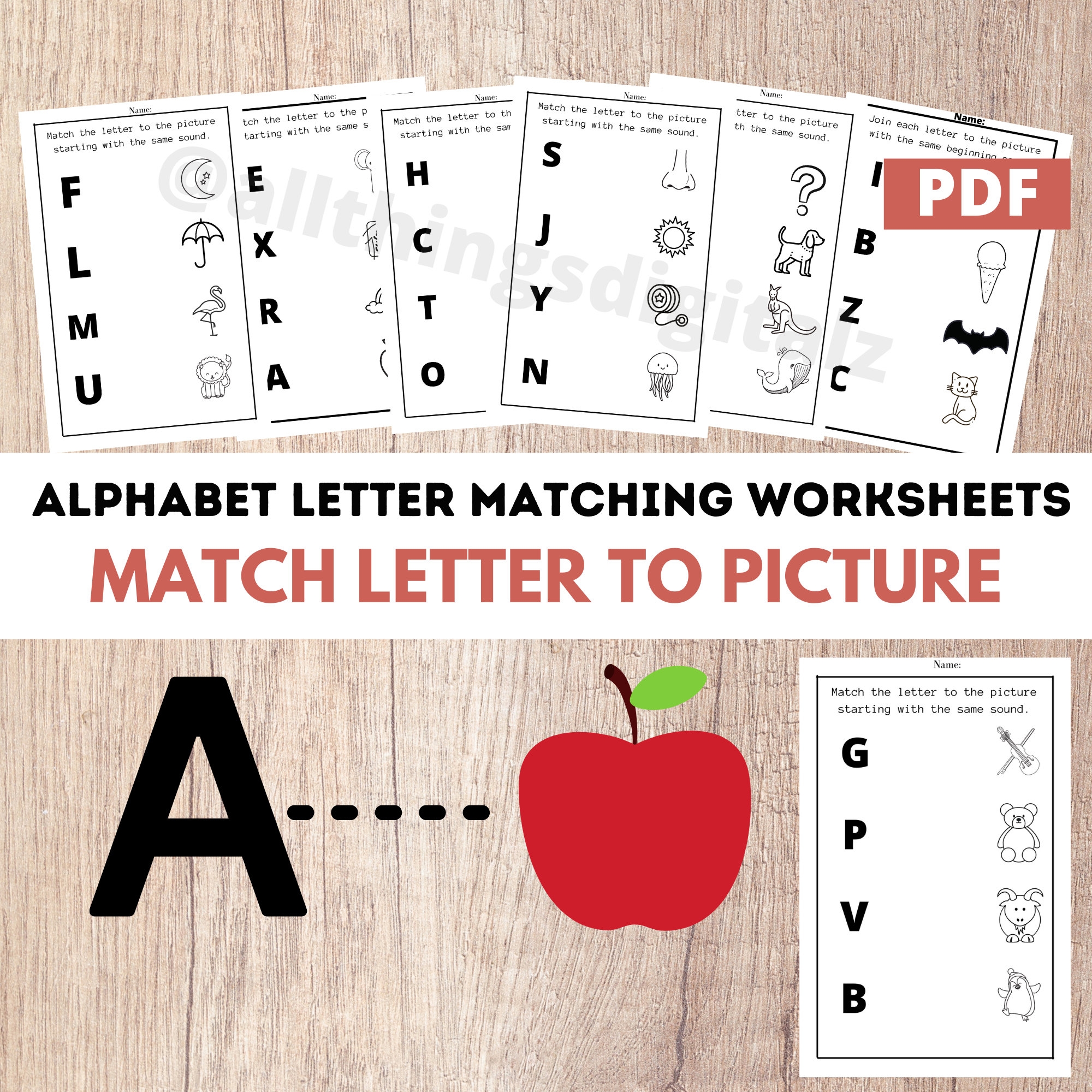 Alphabet Letter And Picture Matching Worksheets