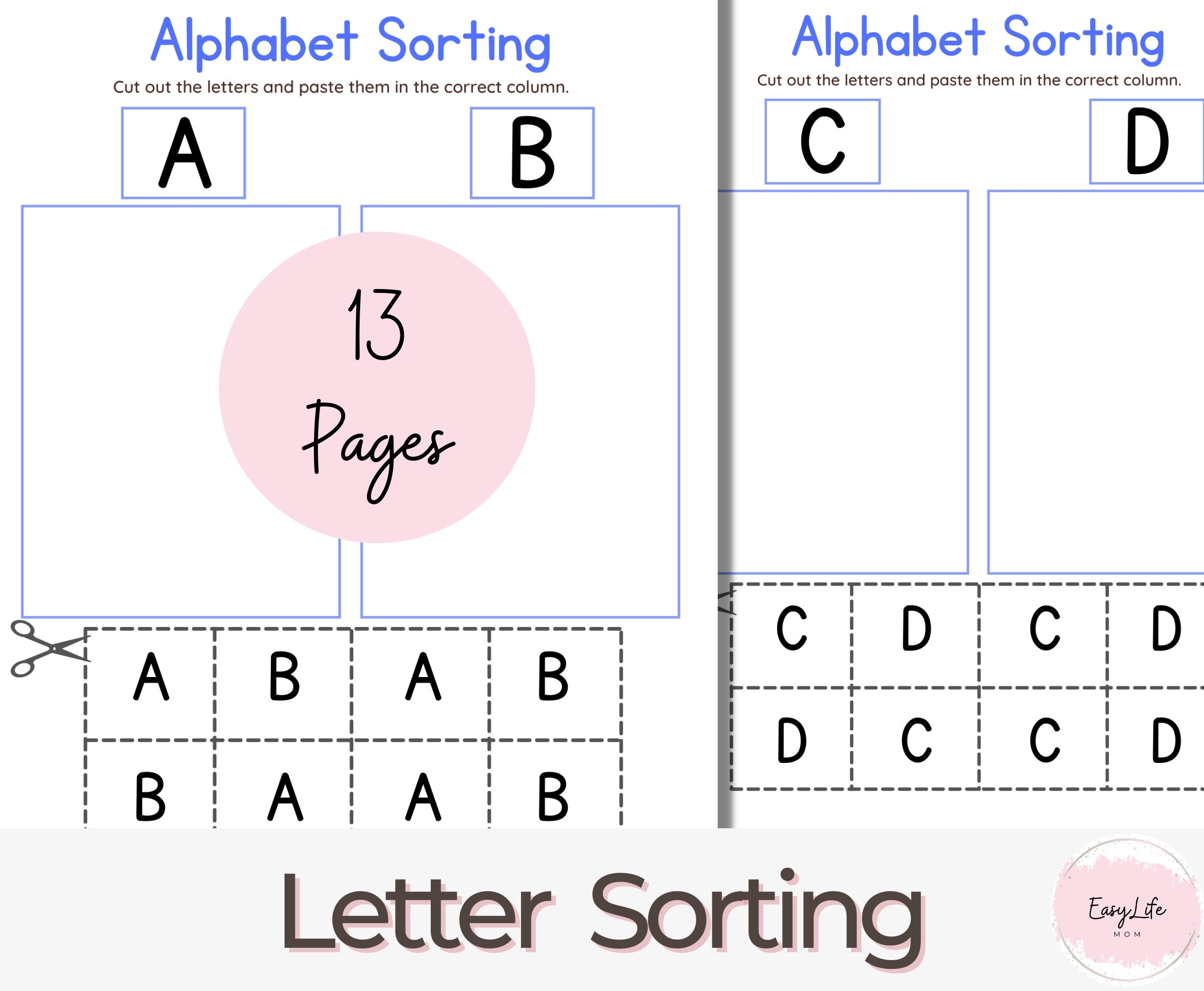 Alphabet Letter Sorting Preschool Activities Prek Worksheets Learning Activities Homeschool Printable Sort The Letters PDF Etsy