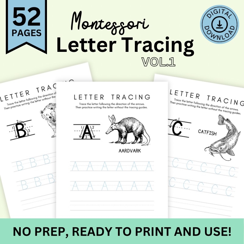 Alphabet Letter Tracing Worksheets Montessori inspired No Prep ABCs Made By Teachers