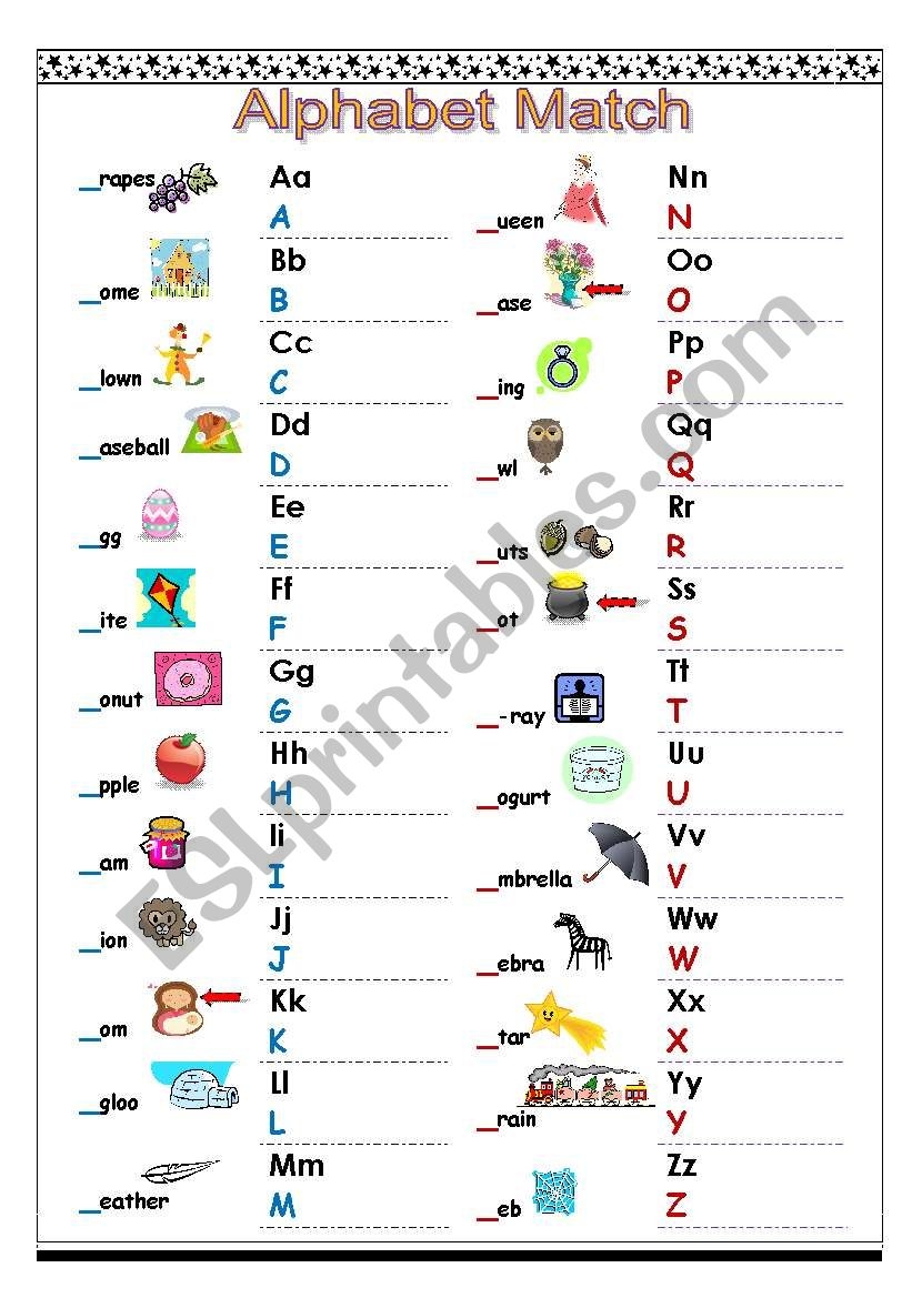 Alphabet Match ESL Worksheet By Hieu ngoc
