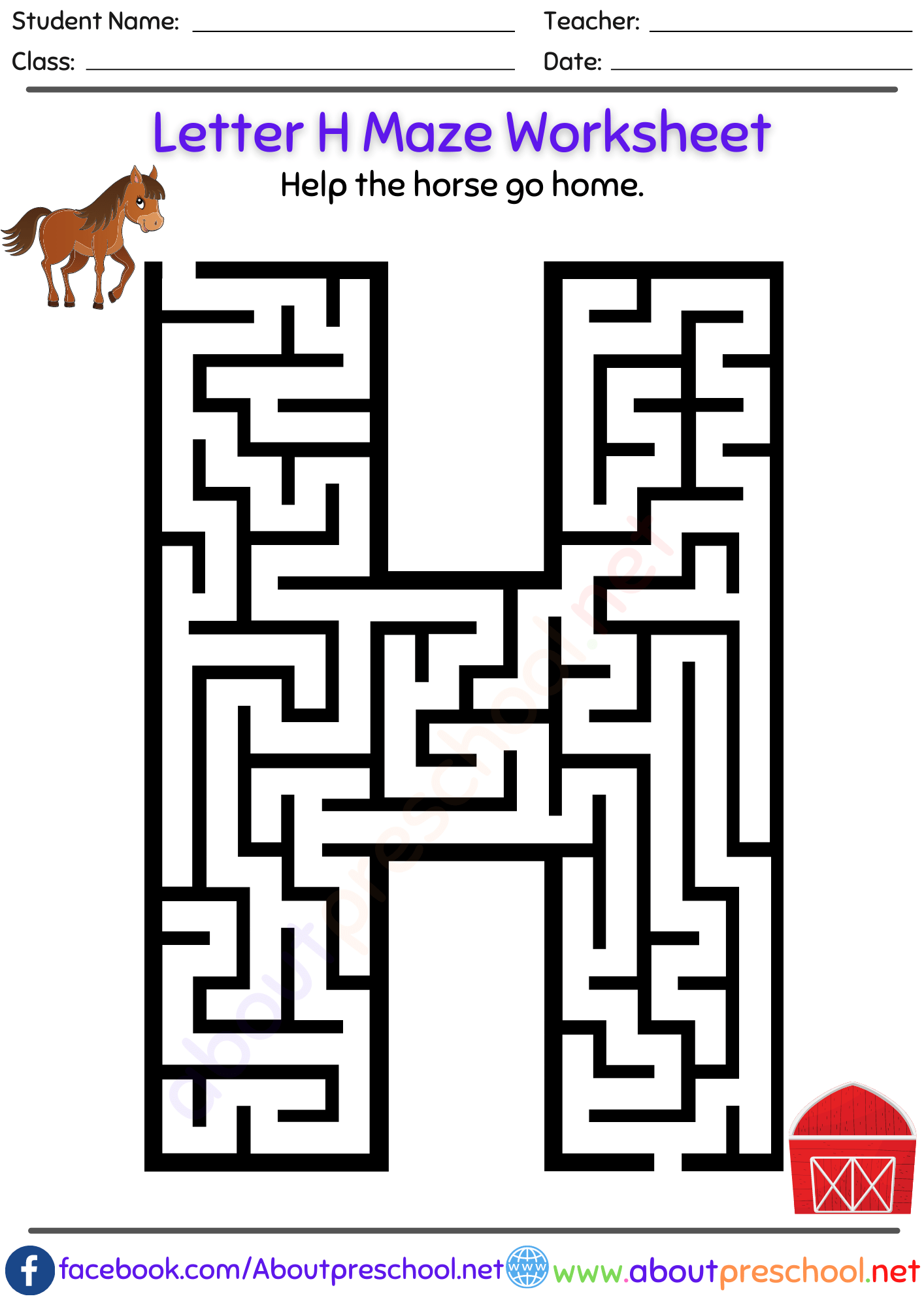 Alphabet Maze Letter Worksheet