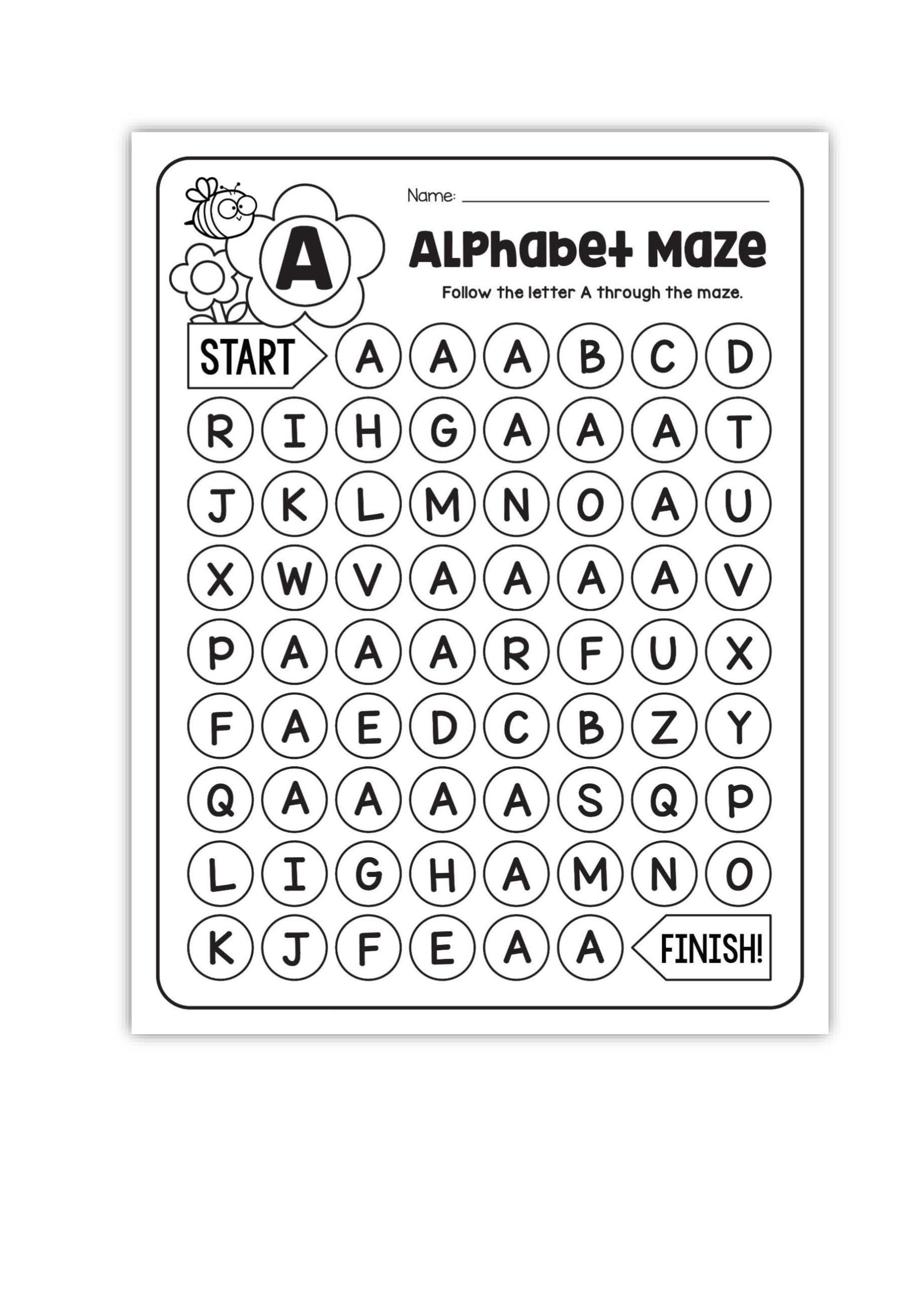 Alphabet Maze Worksheets Uppercase A Z Learning To Identify The Alphabet A To Z Made By Teachers