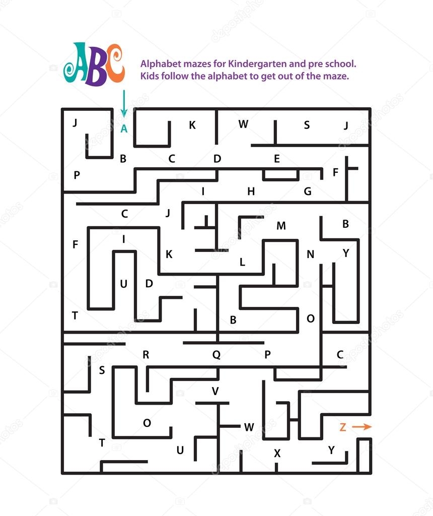 Alphabet Mazes For Kindergarten And Pre School Stock Vector By Peliken 75117977
