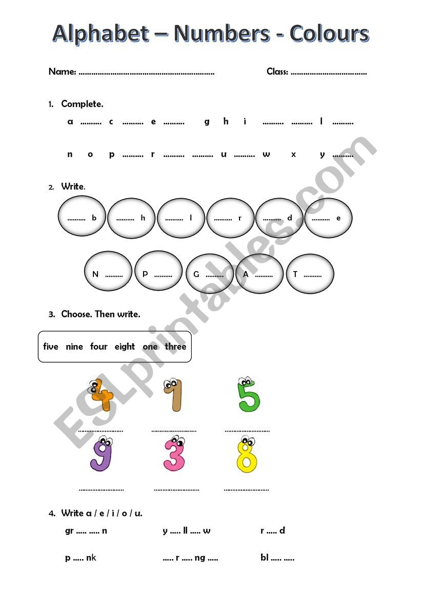 Alphabets And Numbers Worksheets