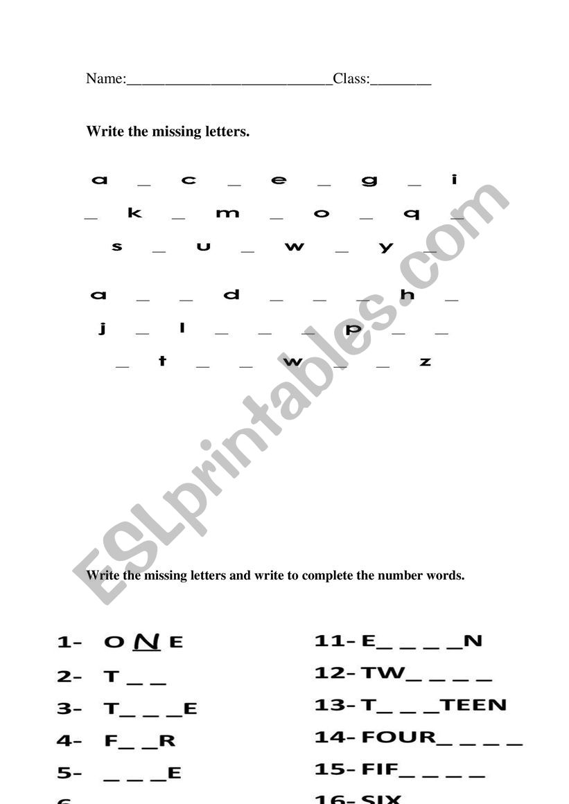 Alphabet Numbers ESL Worksheet By Joyeej85 Worksheets Library