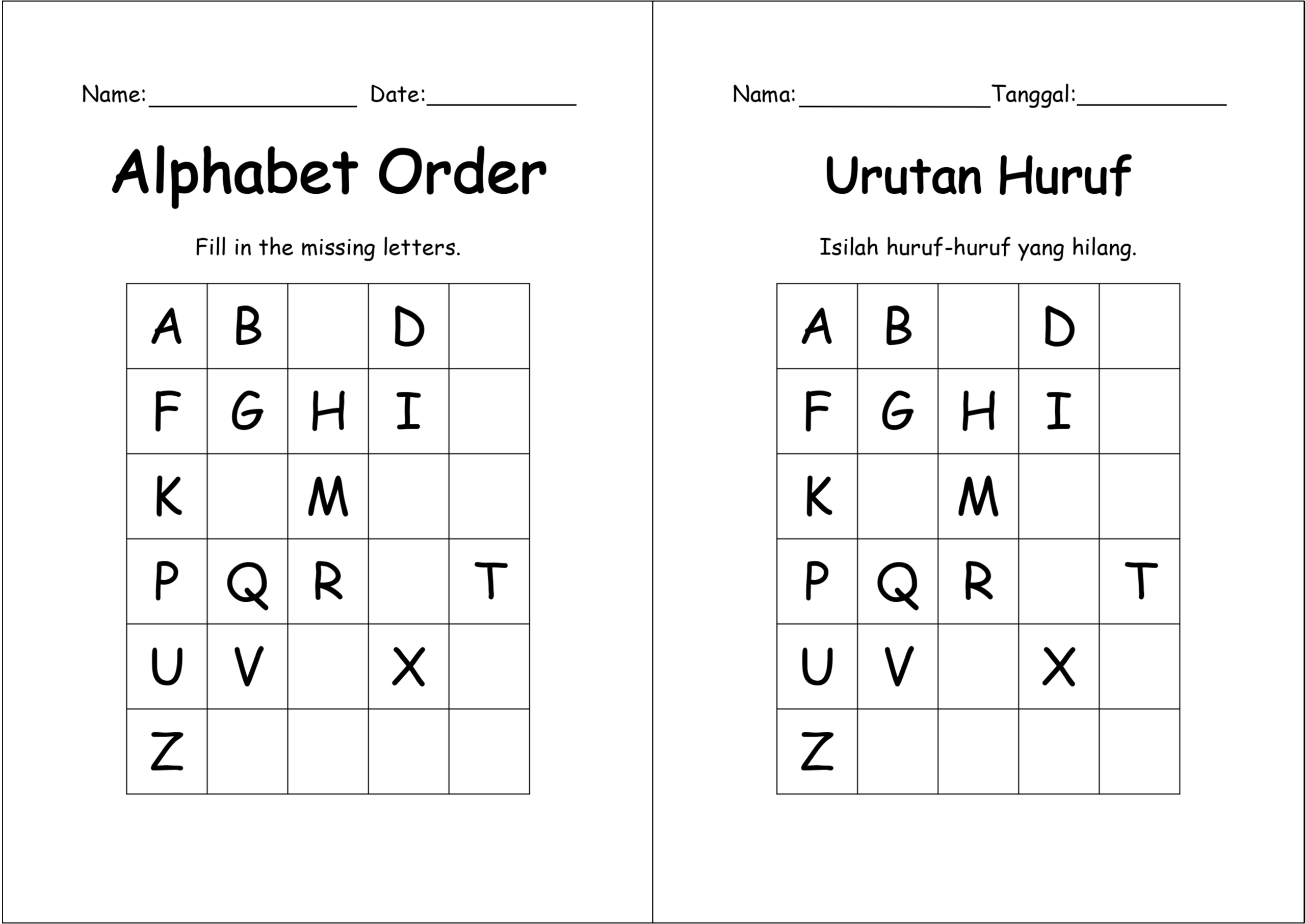 Alphabet Order Worksheet Miss Fiona Kindergarten