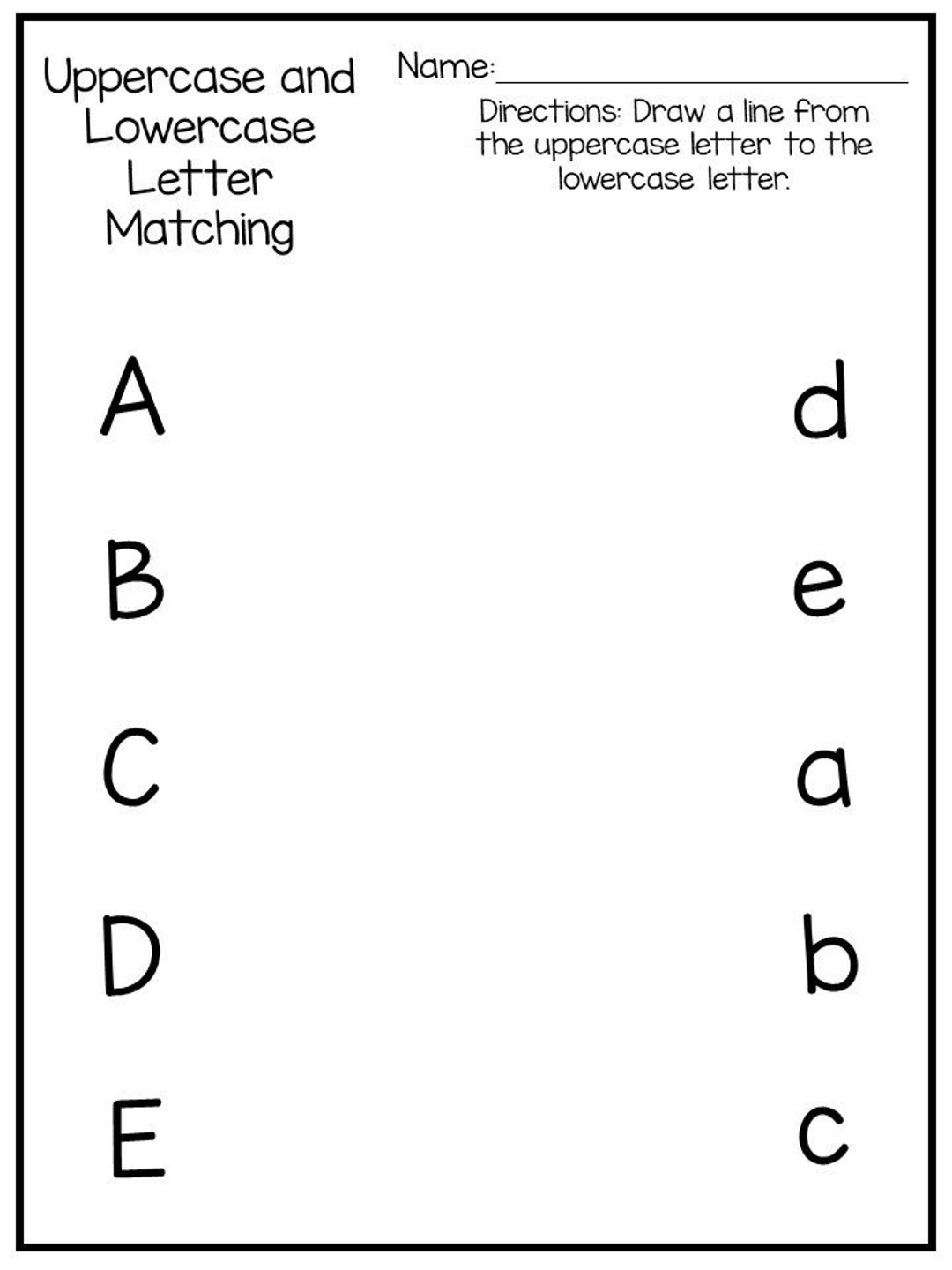 Alphabet Panicking Matching Worksheets Printable Preschool
