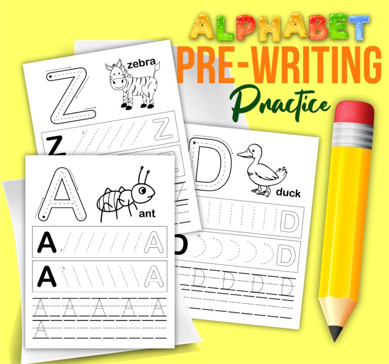 Alphabet Pre Writing Activity Set Printable