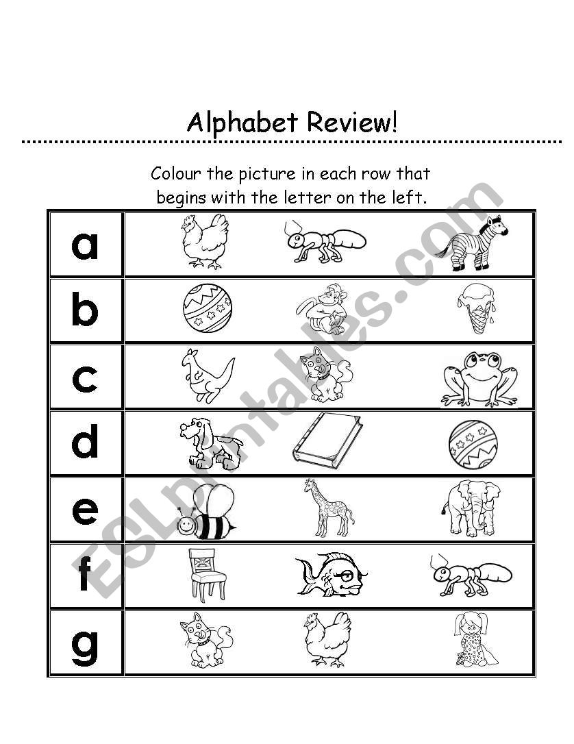 Alphabet Review ESL Worksheet By Heather burtch