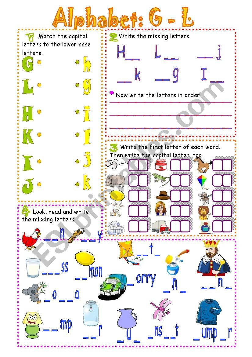 Alphabet Revision Letters G L ESL Worksheet By Vickyvar