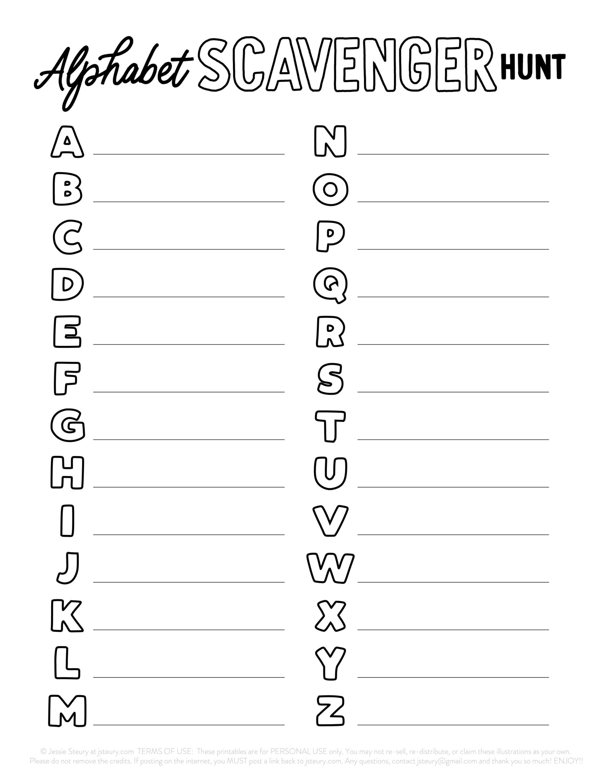 Alphabet Scavenger Hunt Printable Blog Jessie Steury