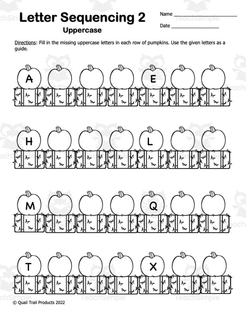 Pumpkin Alphabet Worksheet