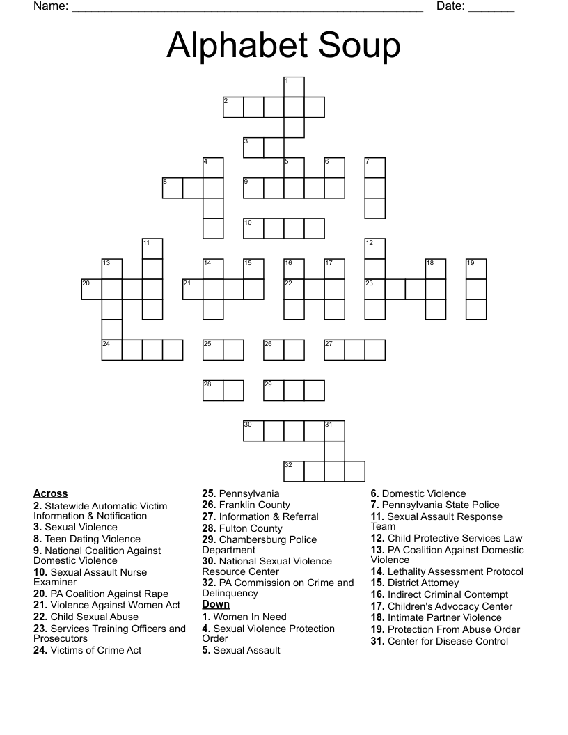Alphabet Soup Crossword WordMint