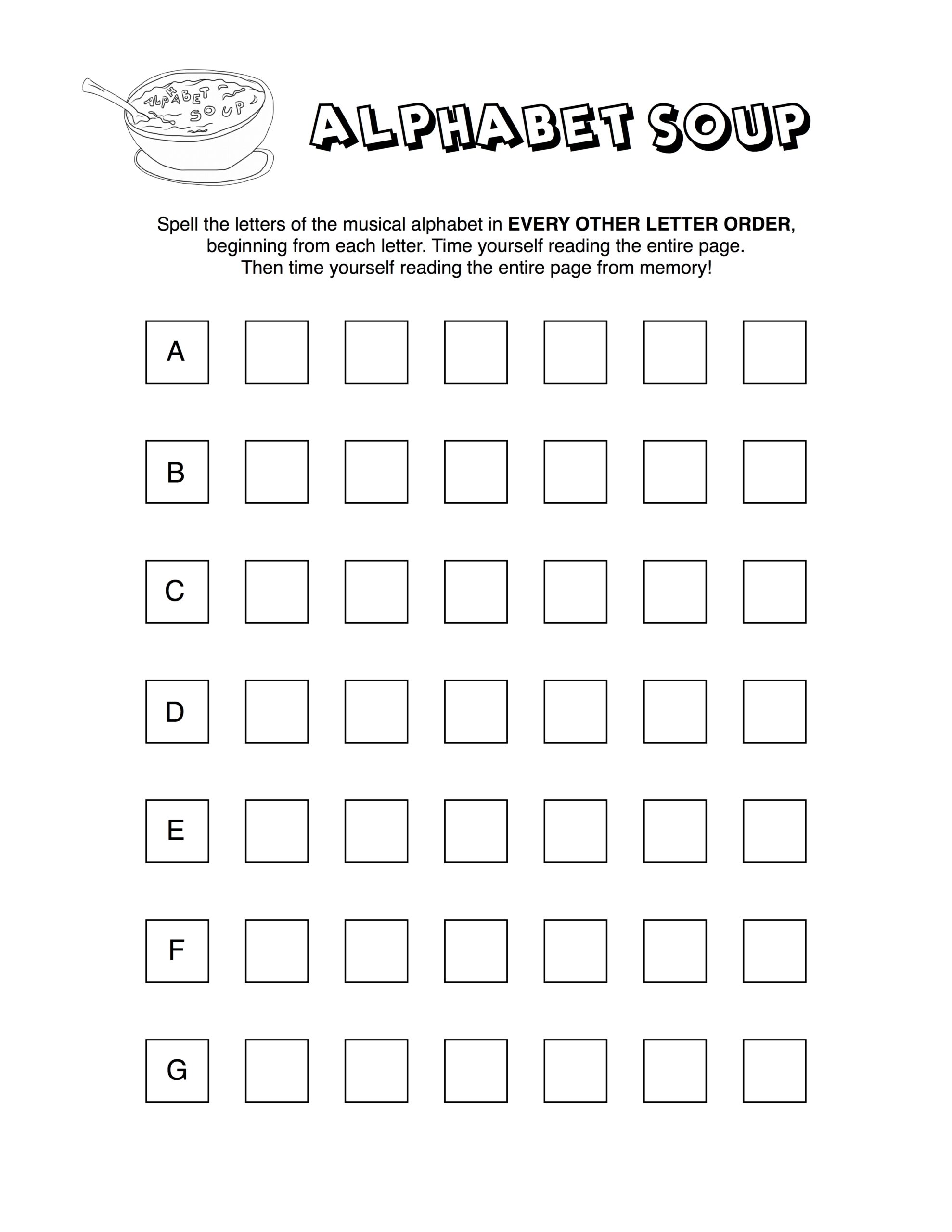 Alphabet Soup Worksheet Answers
