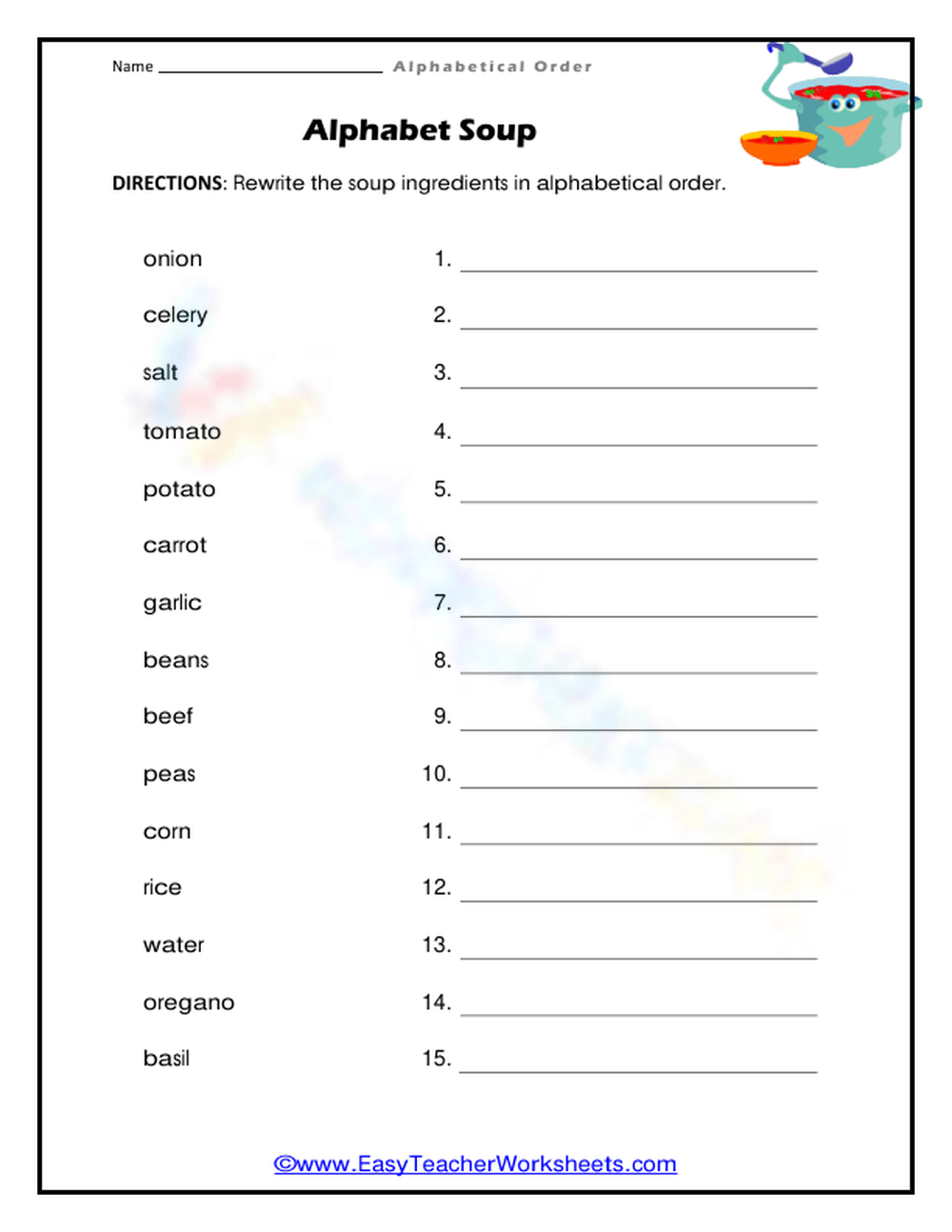 Alphabet Soup Worksheet Worksheets Library