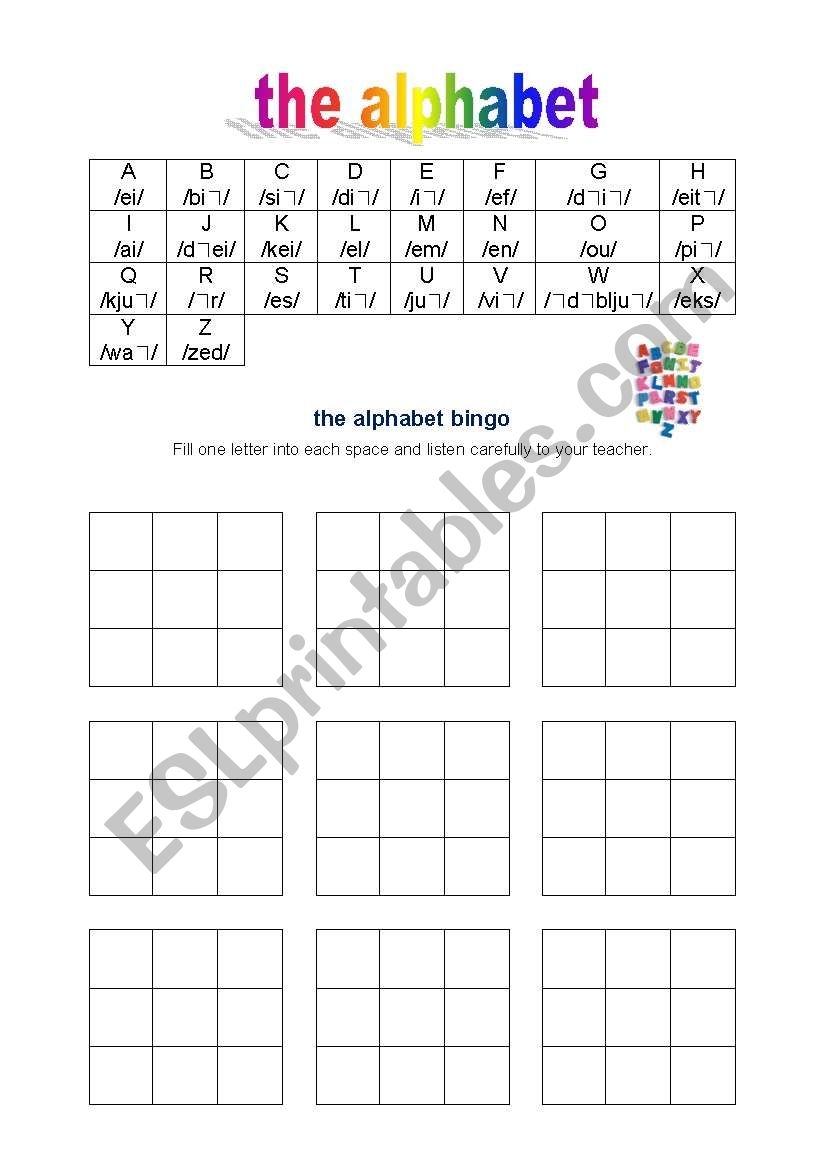 Alphabet Spelling Bingo ESL Worksheet By Dietze