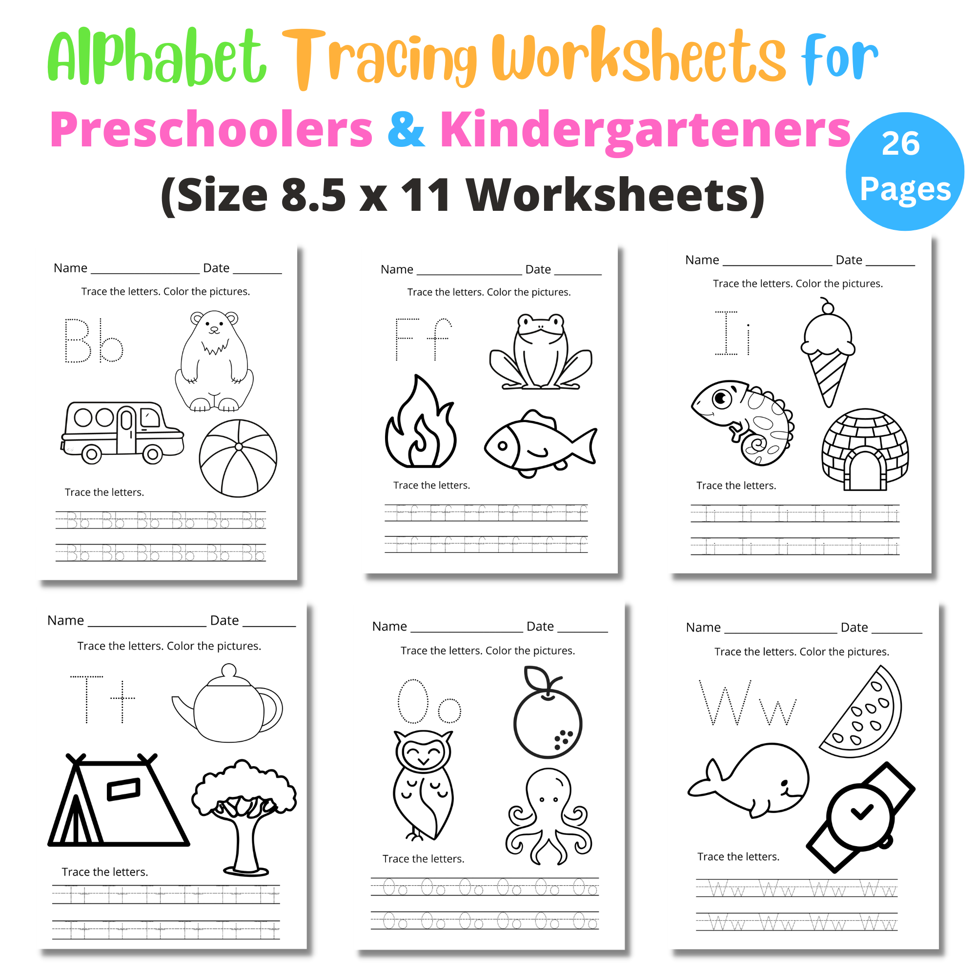 Alphabet Trace U0026 Color Writing Worksheets At Home With Zan Printables