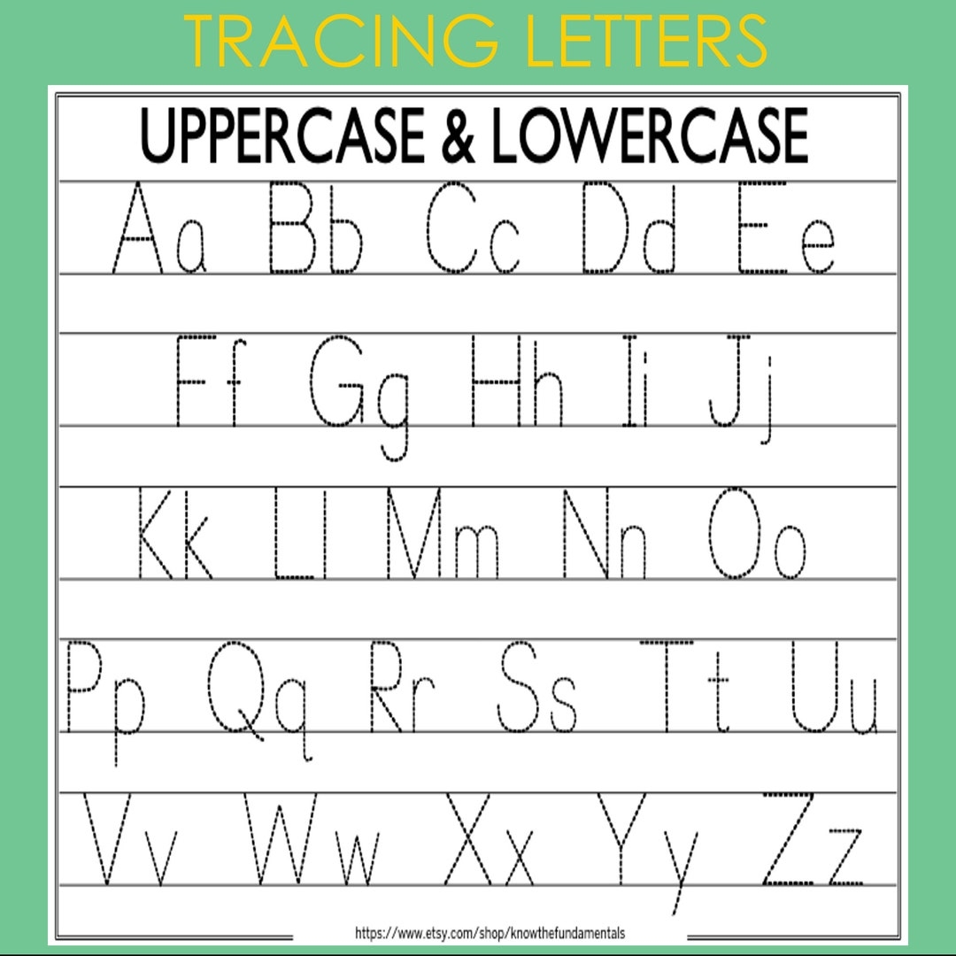 Alphabet Tracing Printable Worksheet Capital Small Letters Homeschool Uppercase Lowercase Kindergarten Toddlers Practice kids Etsy