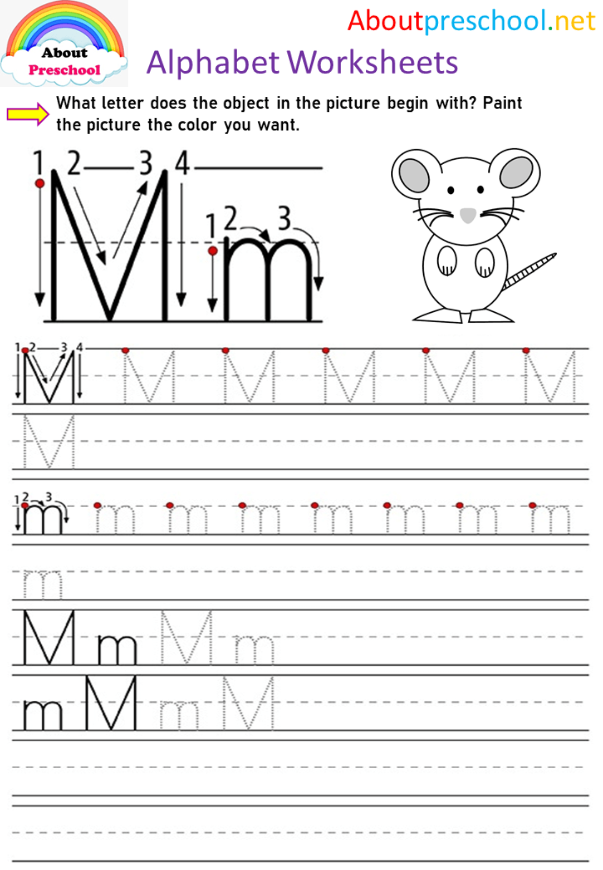 Preschool Alphabet Worksheets Tracing