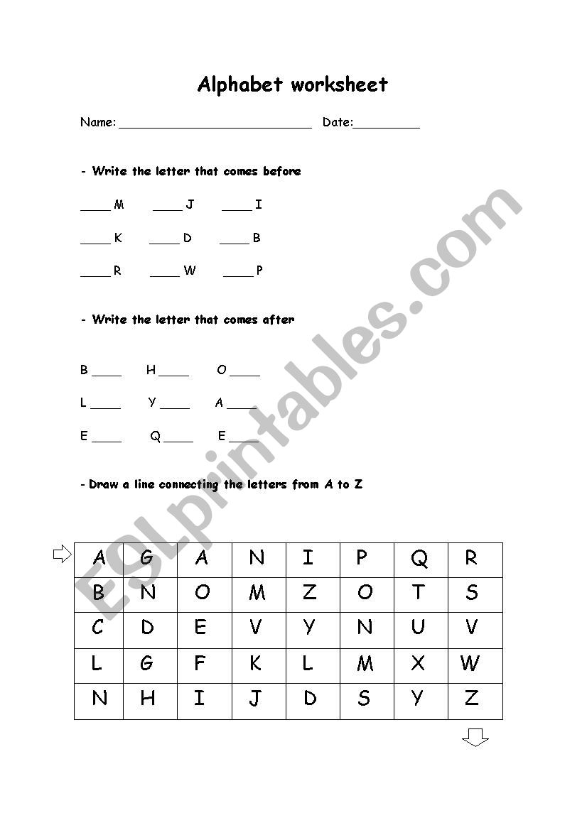 Alphabet Worksheet ESL Worksheet By Jajajavy